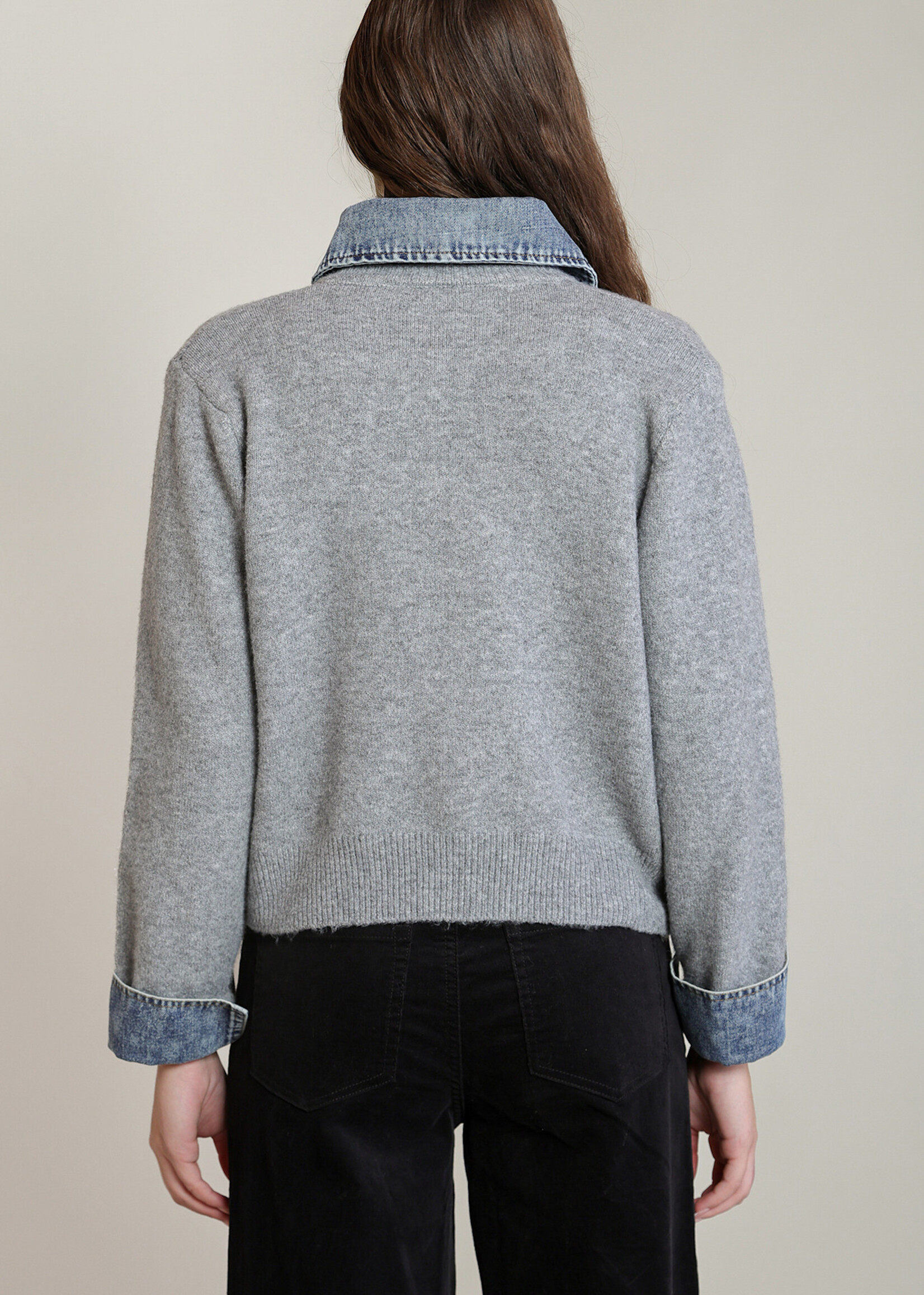DEX DEX-CHEMISIER PULL BORDURES EN DENIM-2827280D
