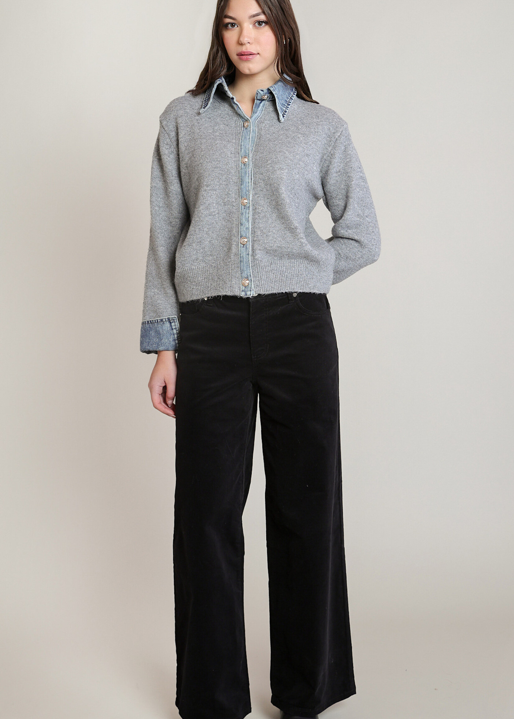 DEX DEX-CHEMISIER PULL BORDURES EN DENIM-2827280D