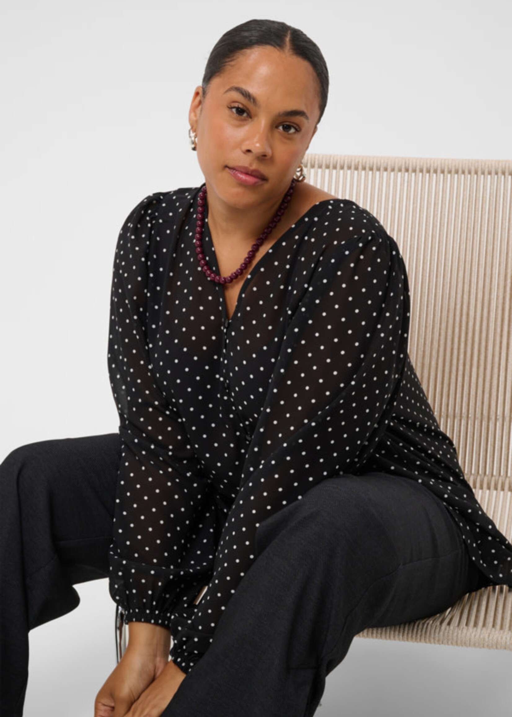 KAFFE CURVE KAFFE CURVE-BLOUSE À POIS-10584391