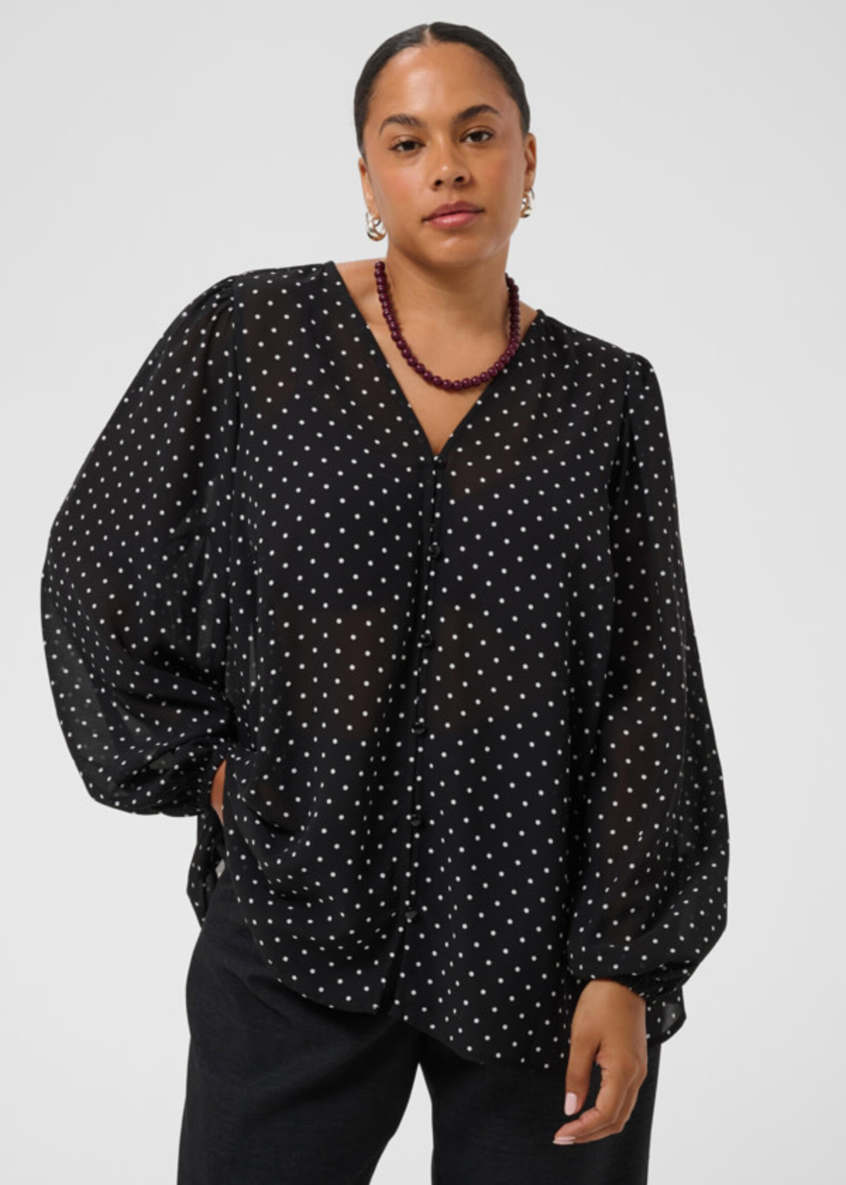 KAFFE CURVE KAFFE CURVE-BLOUSE À POIS-10584391