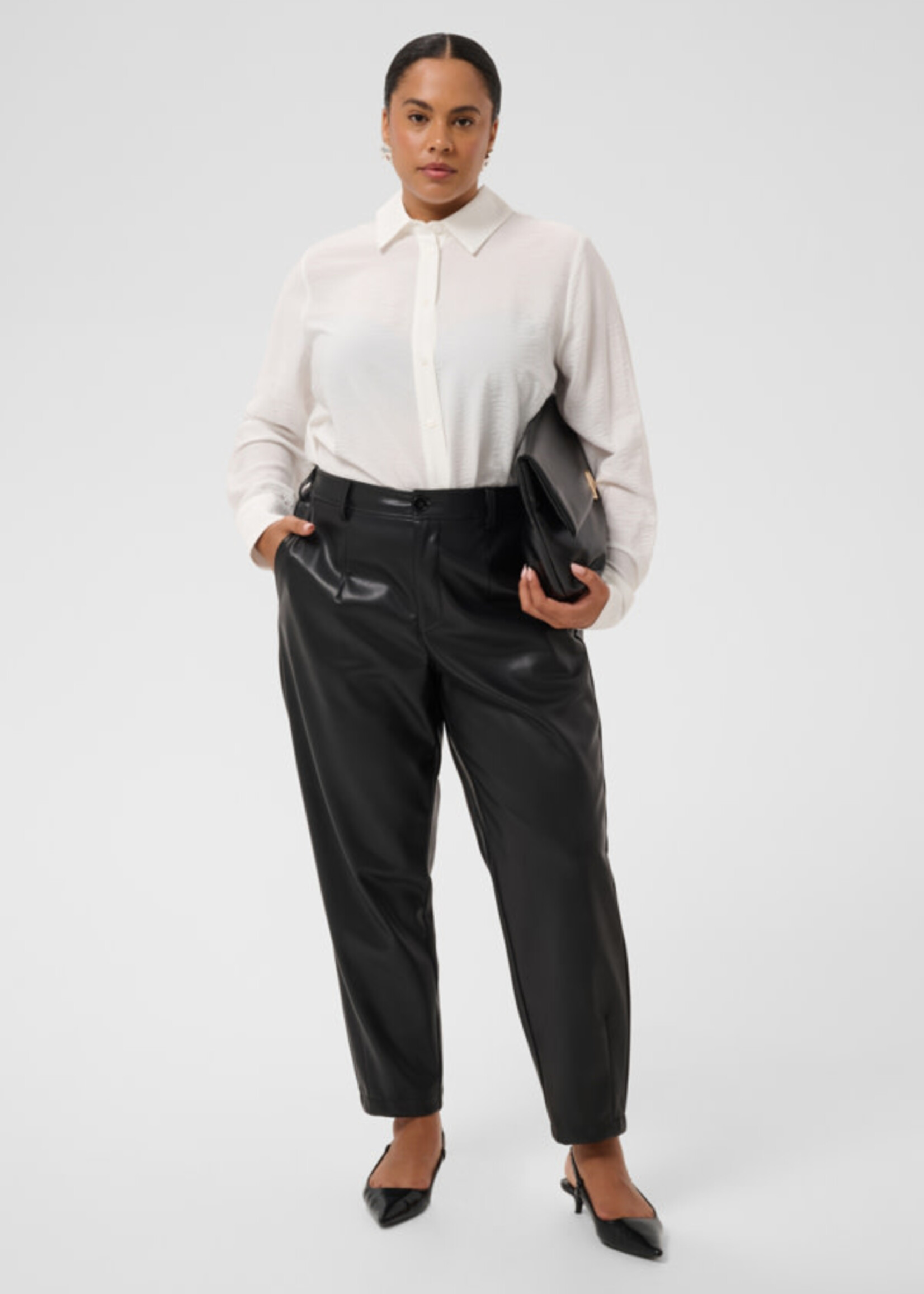 KAFFE CURVE KAFFE CURVE-PANTALON EN FAUX CUIR-10584404