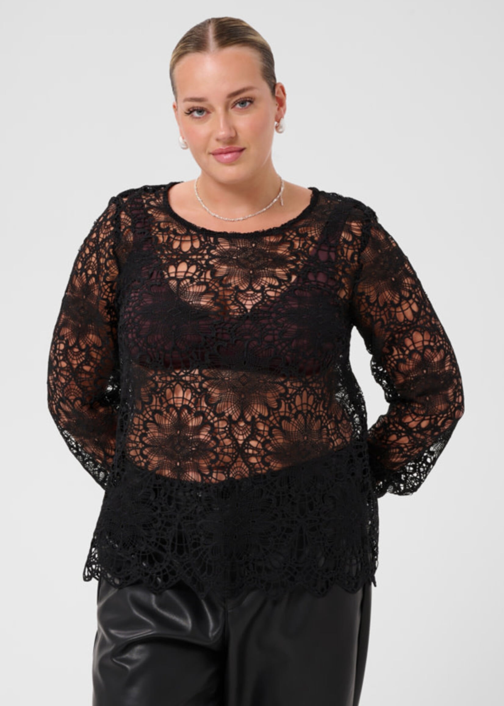 KAFFE CURVE KAFFE CURVE-BLOUSE EN DENTELLE-10584432