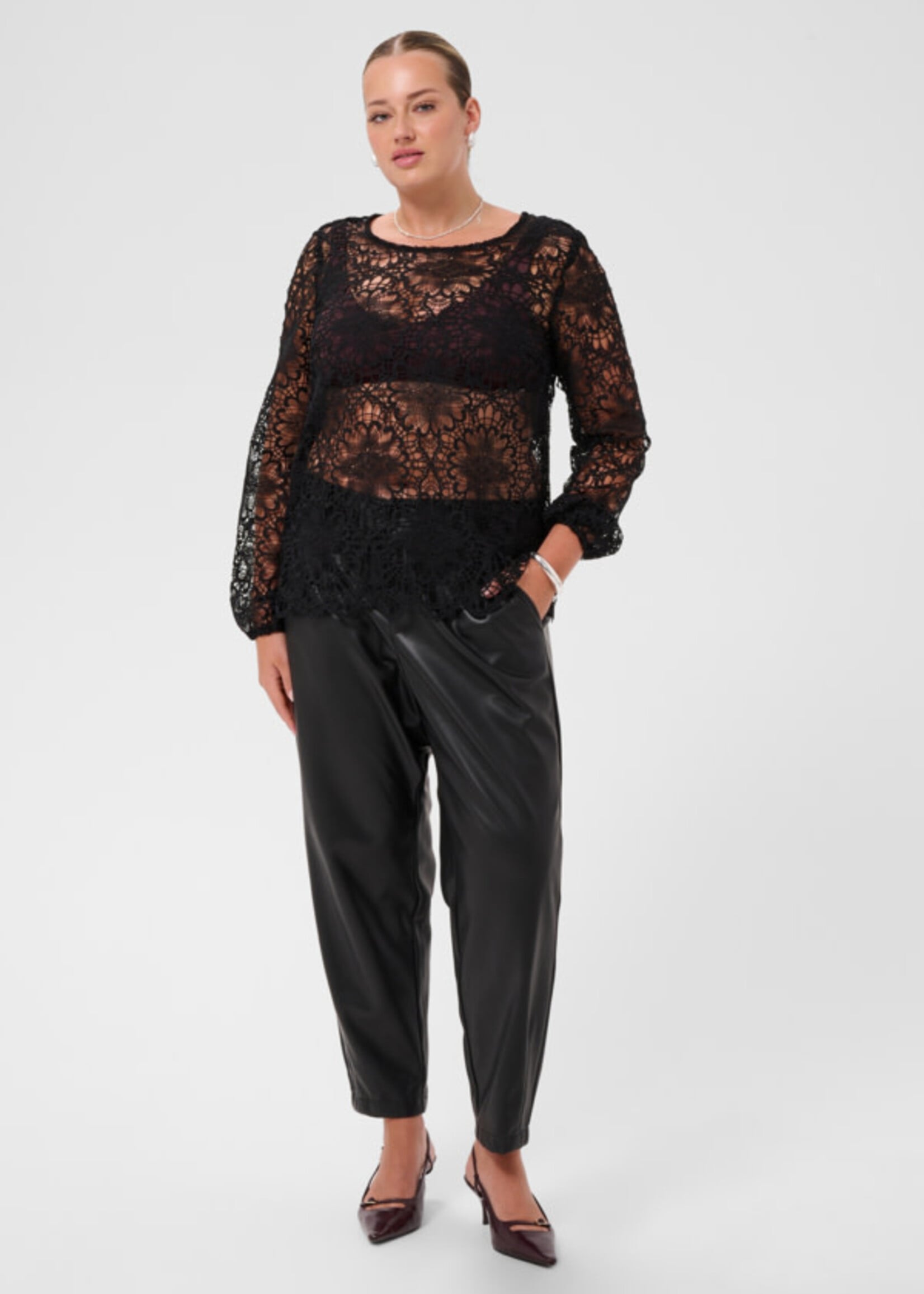 KAFFE CURVE KAFFE CURVE-BLOUSE EN DENTELLE-10584432