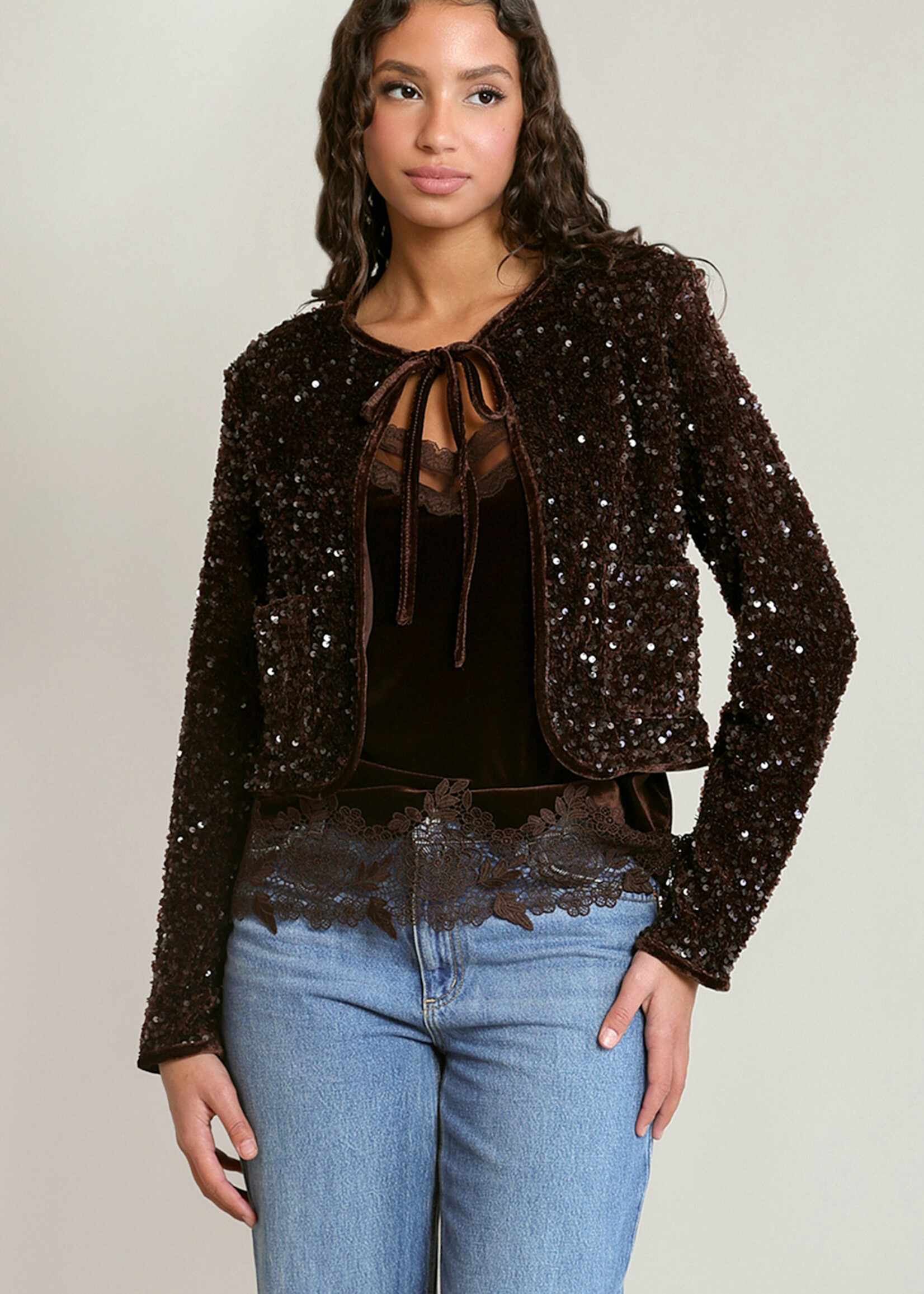 DEX DEX-CARDIGAN VELOURS ET SEQUIN-2829521D