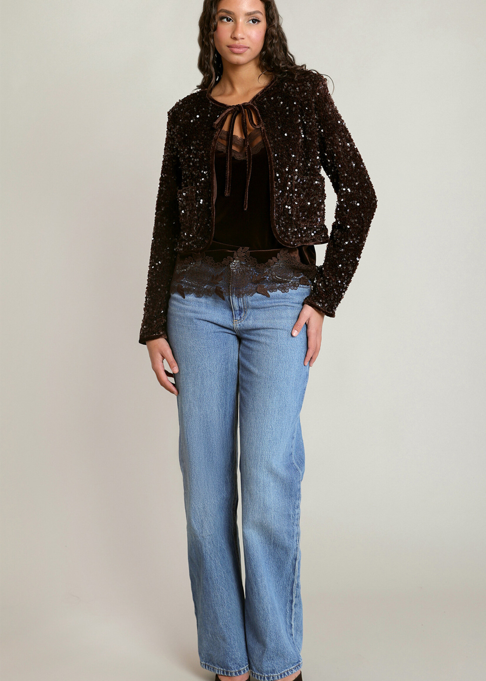 DEX DEX-CARDIGAN VELOURS ET SEQUIN-2829521D