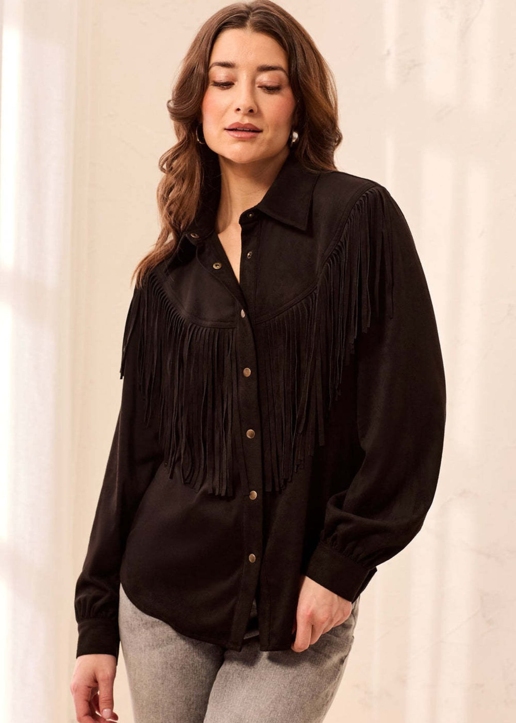 TRIBAL FASHION TRIBAL-CHEMISIER À FRANGES-6290O