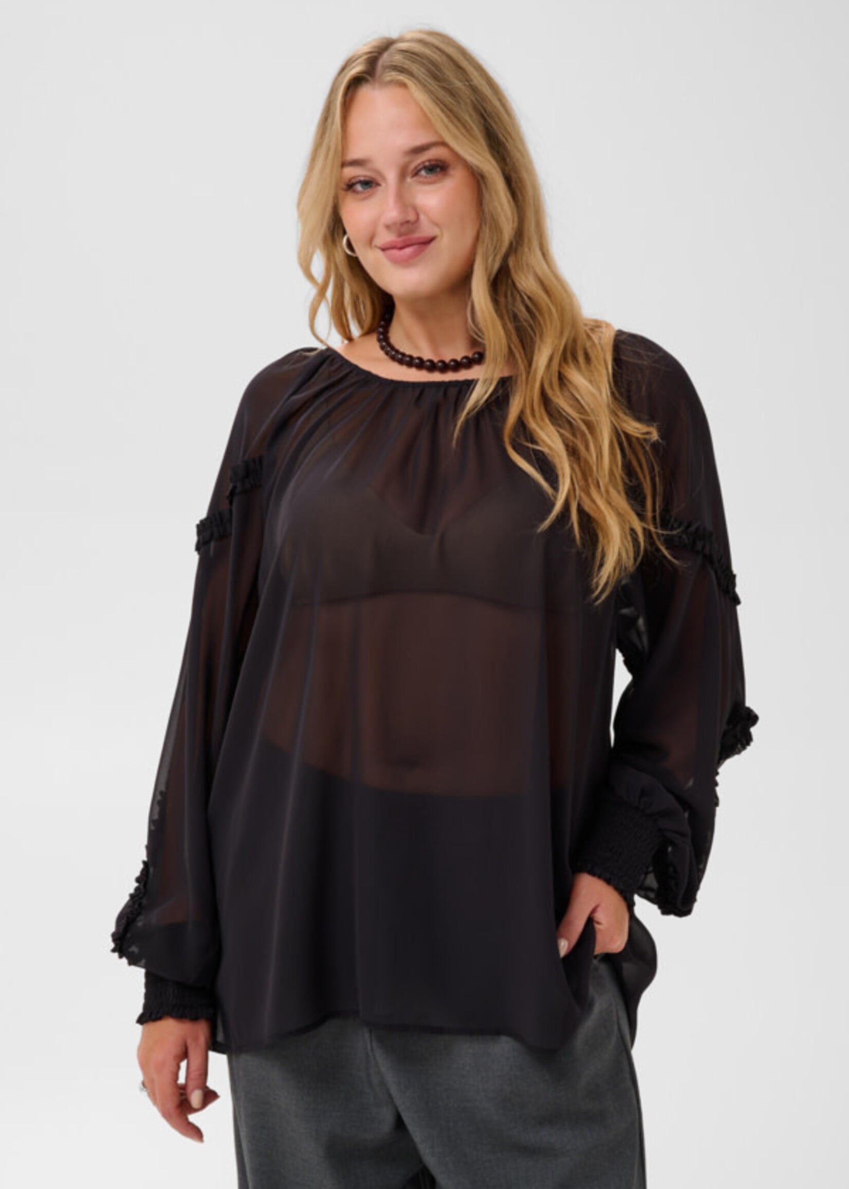 KAFFE CURVE KAFFE CURVE-BLOUSE TRANSPARENTE-10584503