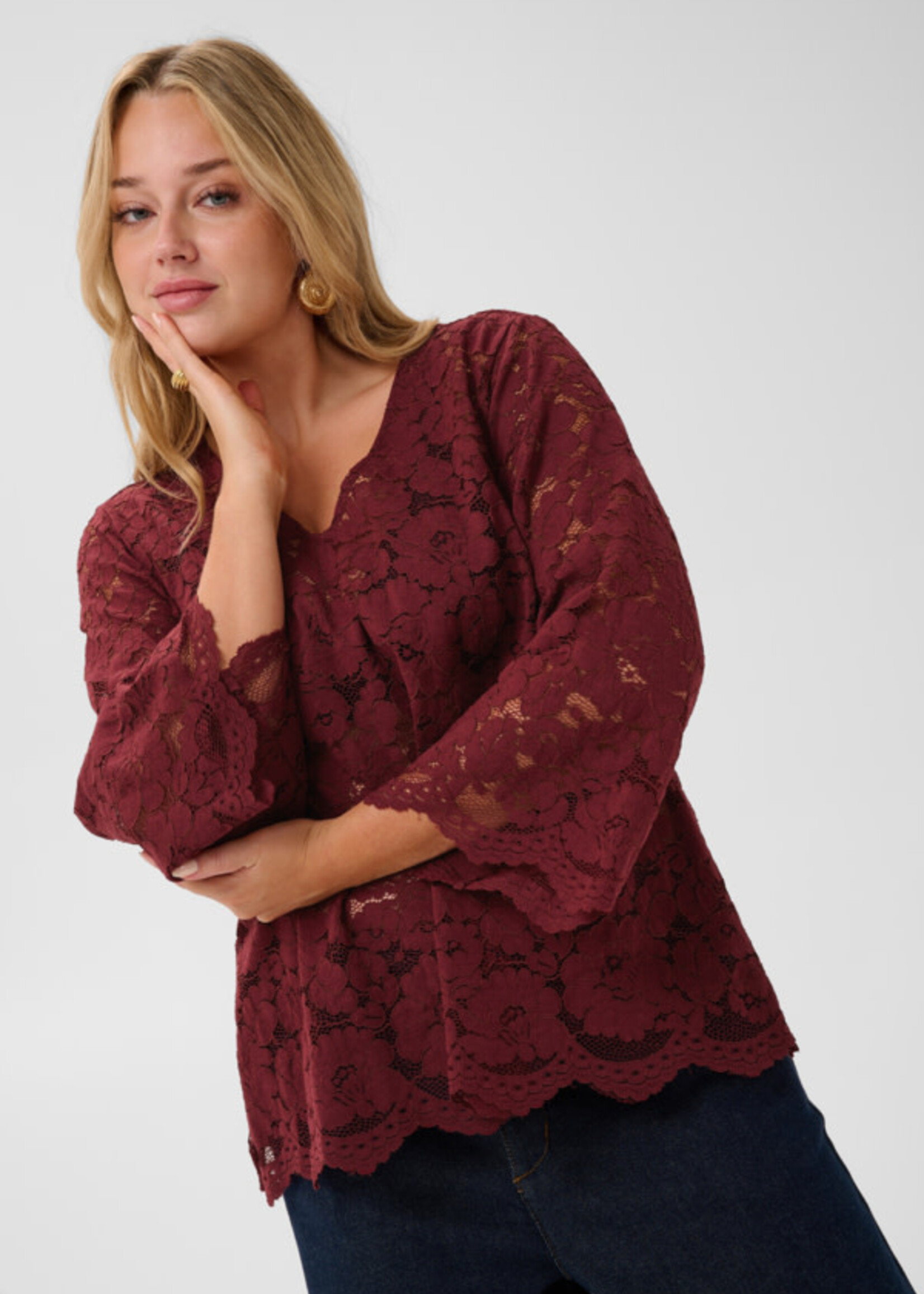 KAFFE CURVE-BLOUSE EN DENTELLE-10584507