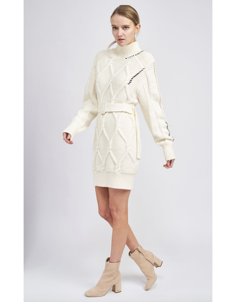 en saison Whip Stitched Cable Knit Dress