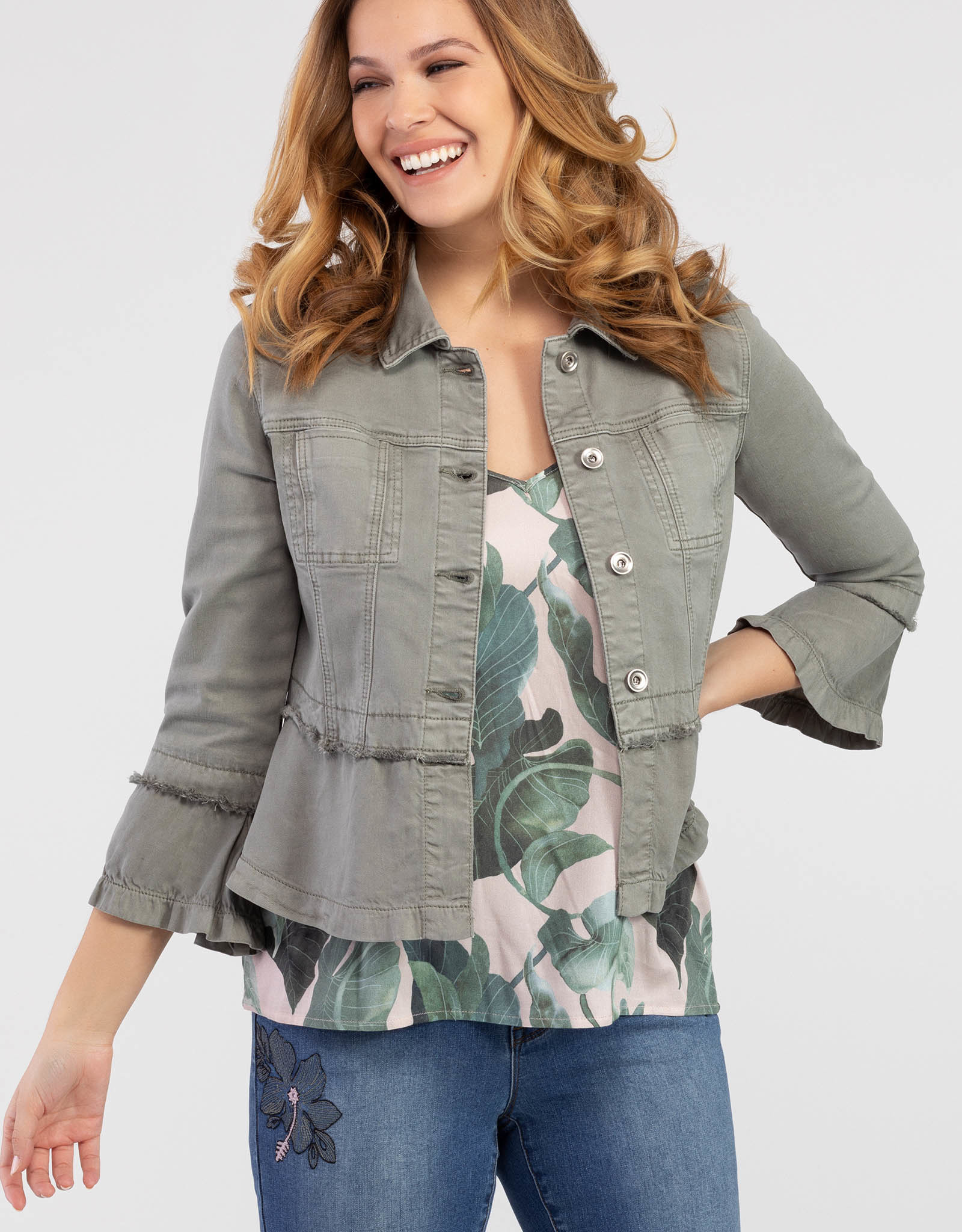 green jean jacket