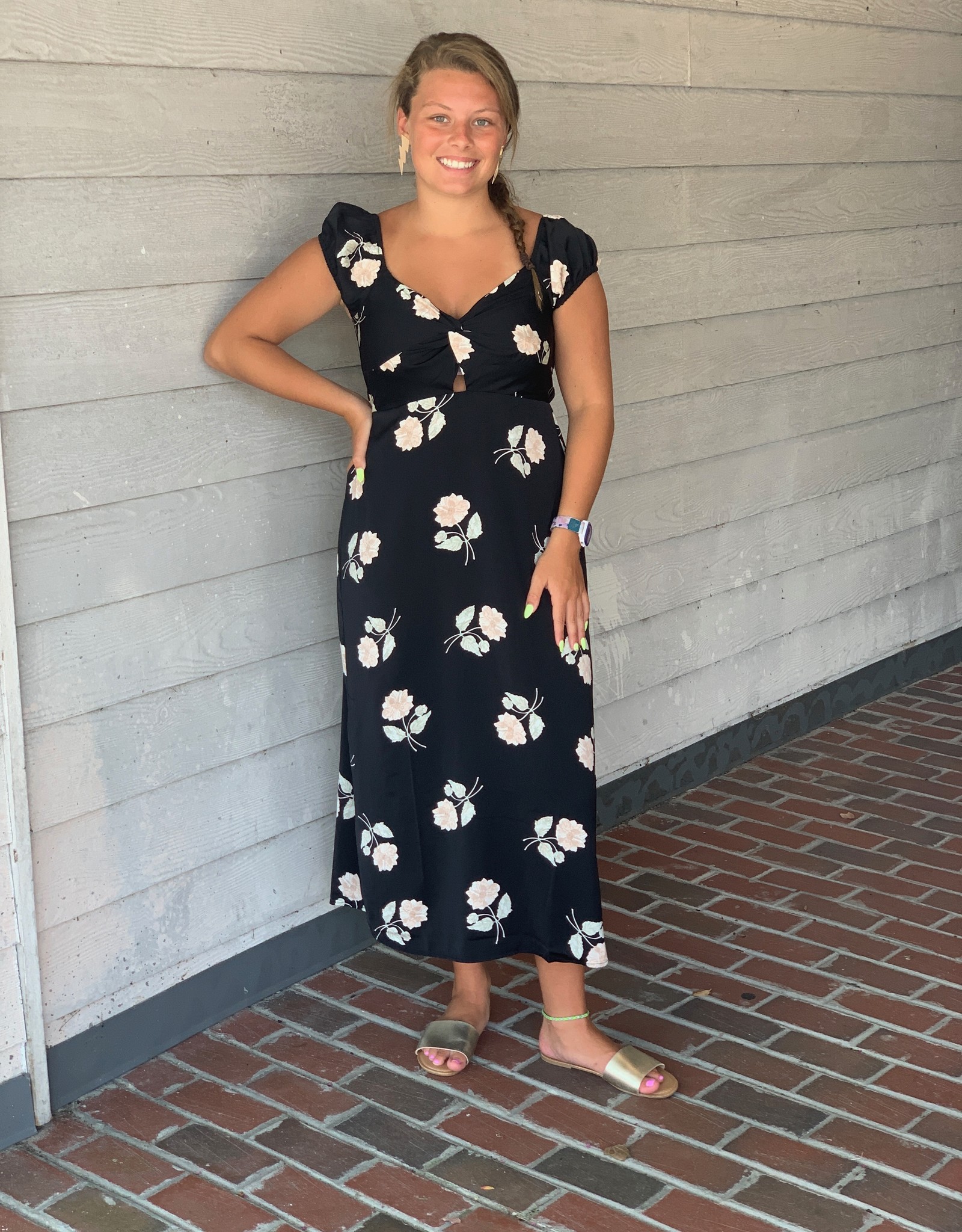 maxi dress with knot front detail