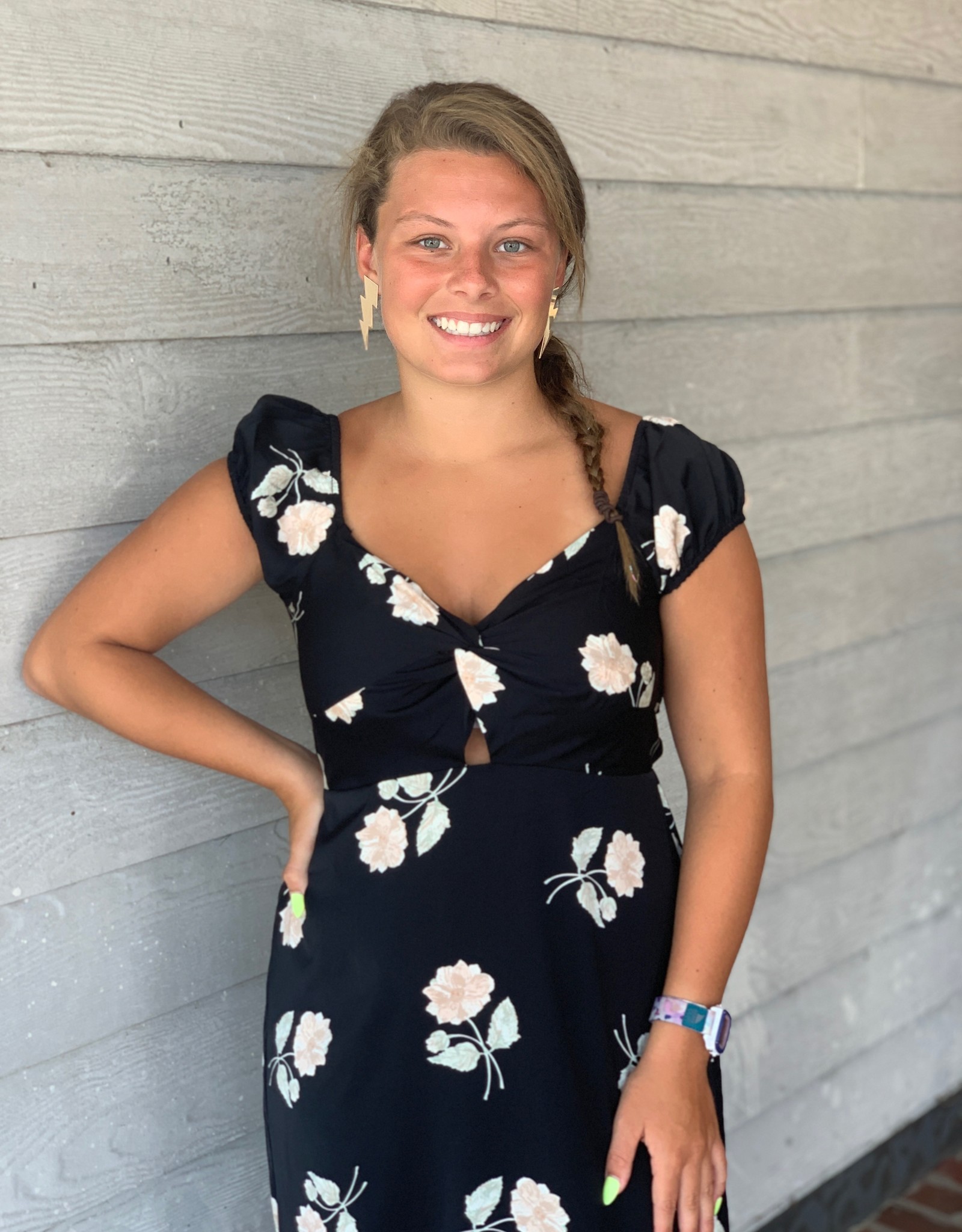 maxi dress with knot front detail