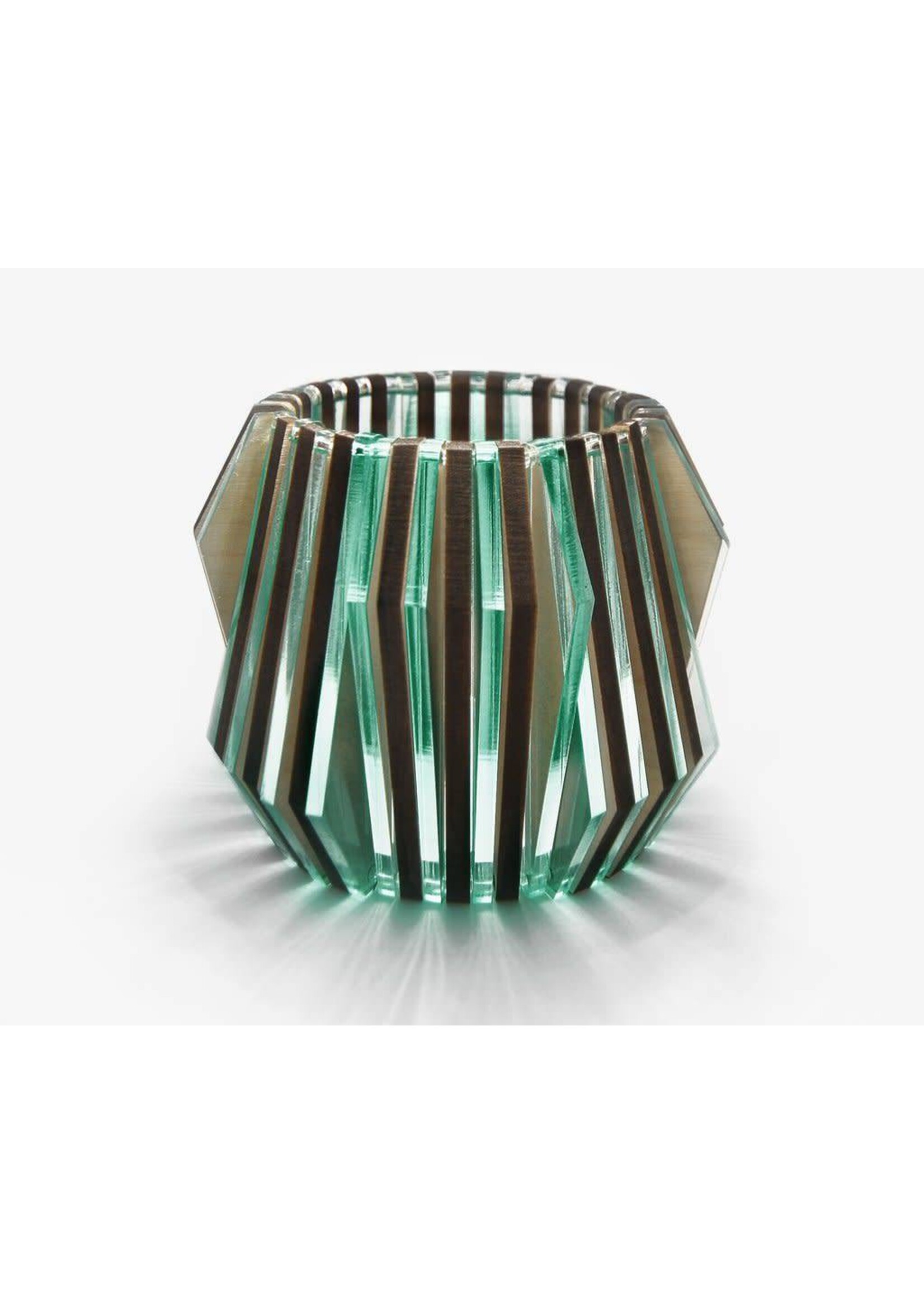 Kathleen Grebe Wood and Glass Shard Bracelet