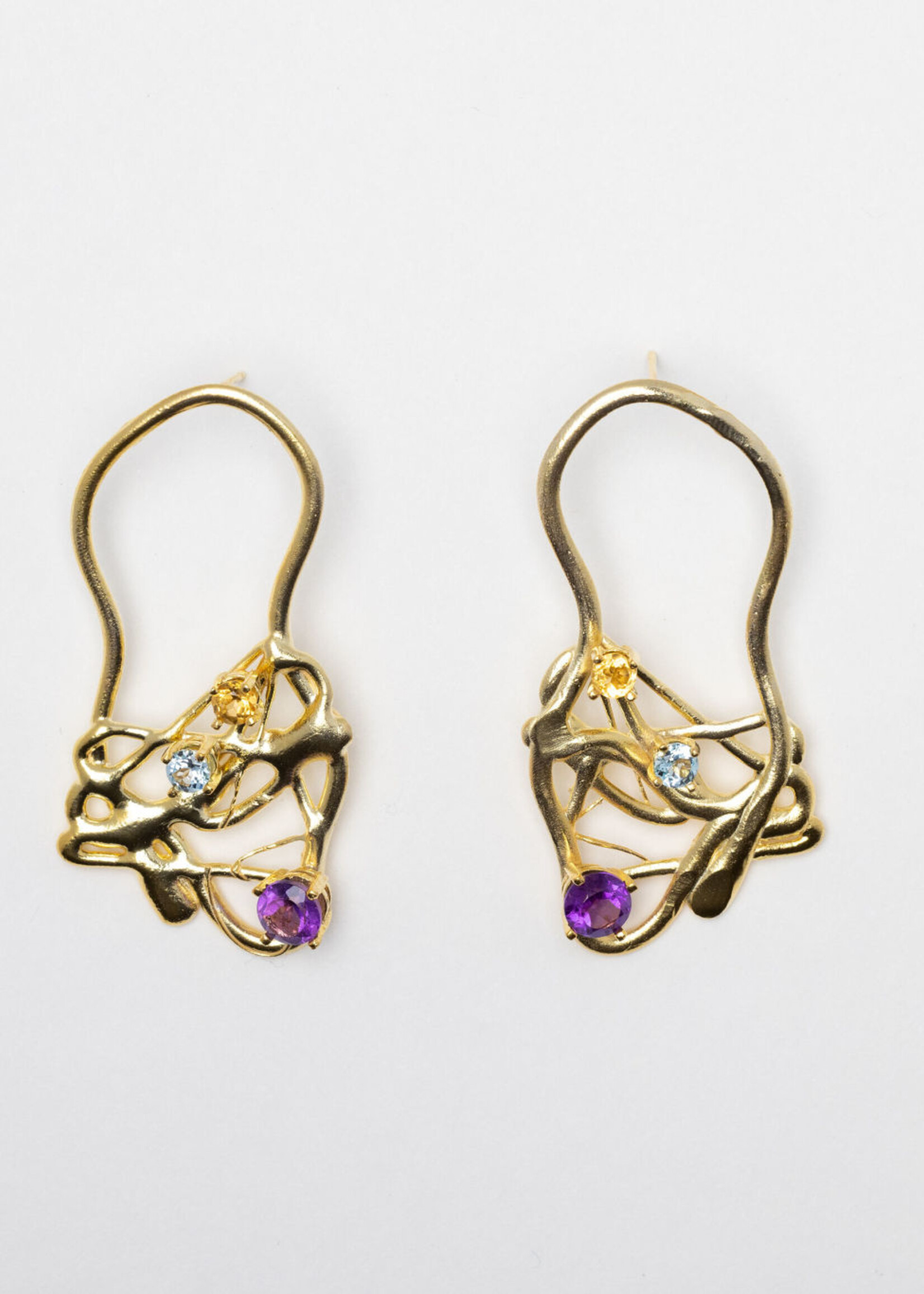 Sydnie Wainland Gold Confetti Oval Earrings