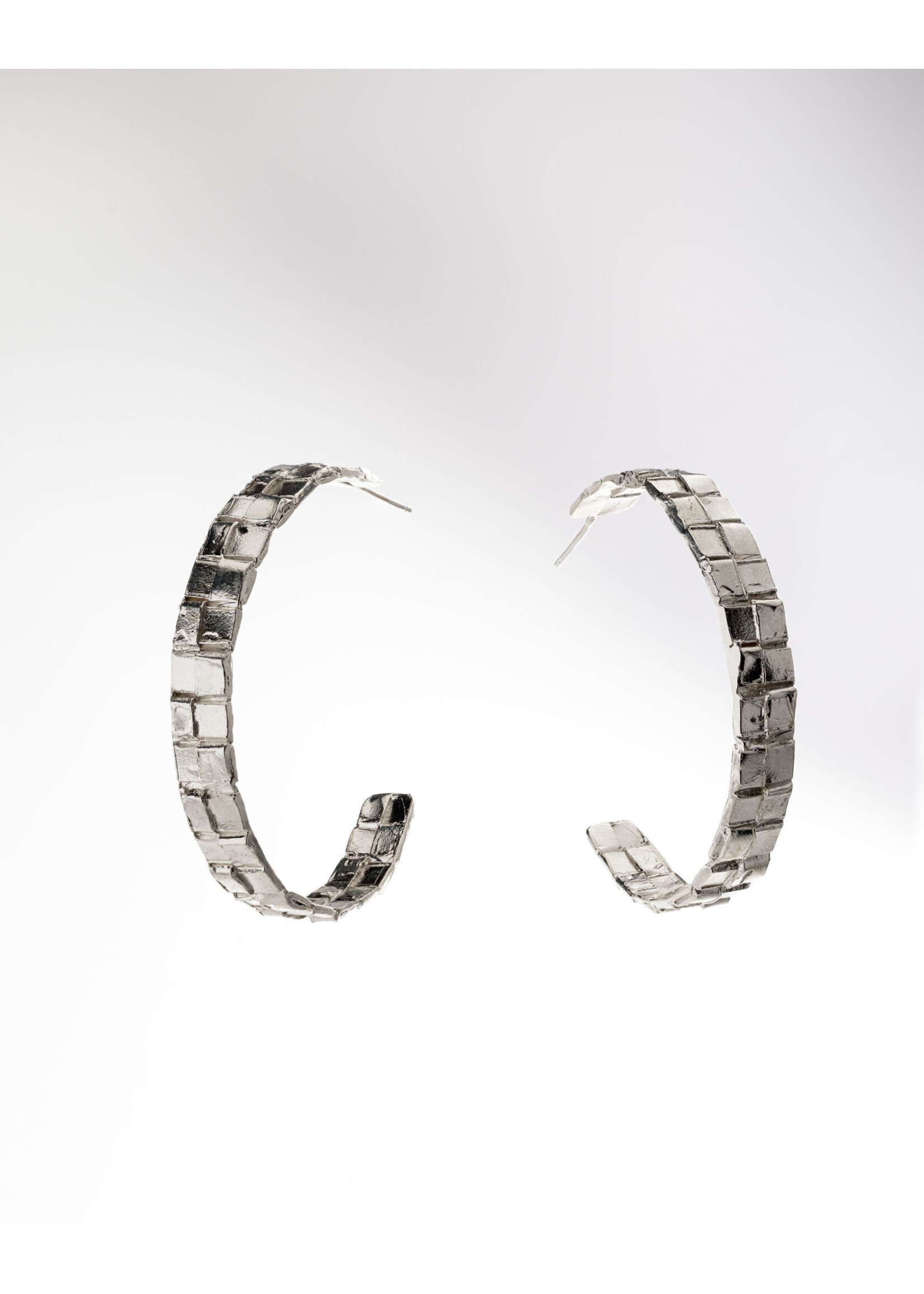 Sydnie Wainland Large Silver Double Woven Hoops