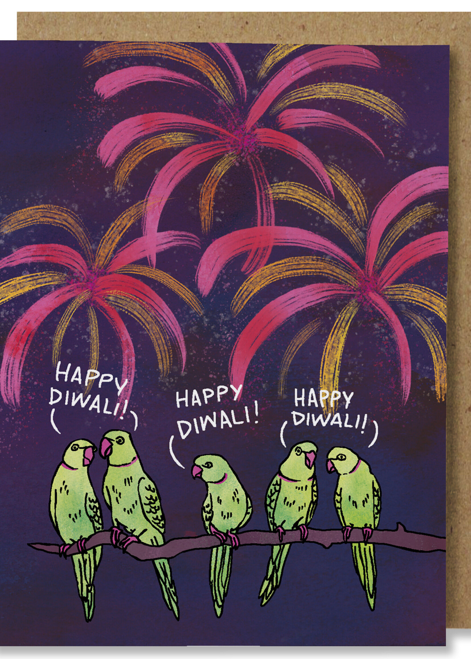 Krishna Chavda Diwali Parrots Card