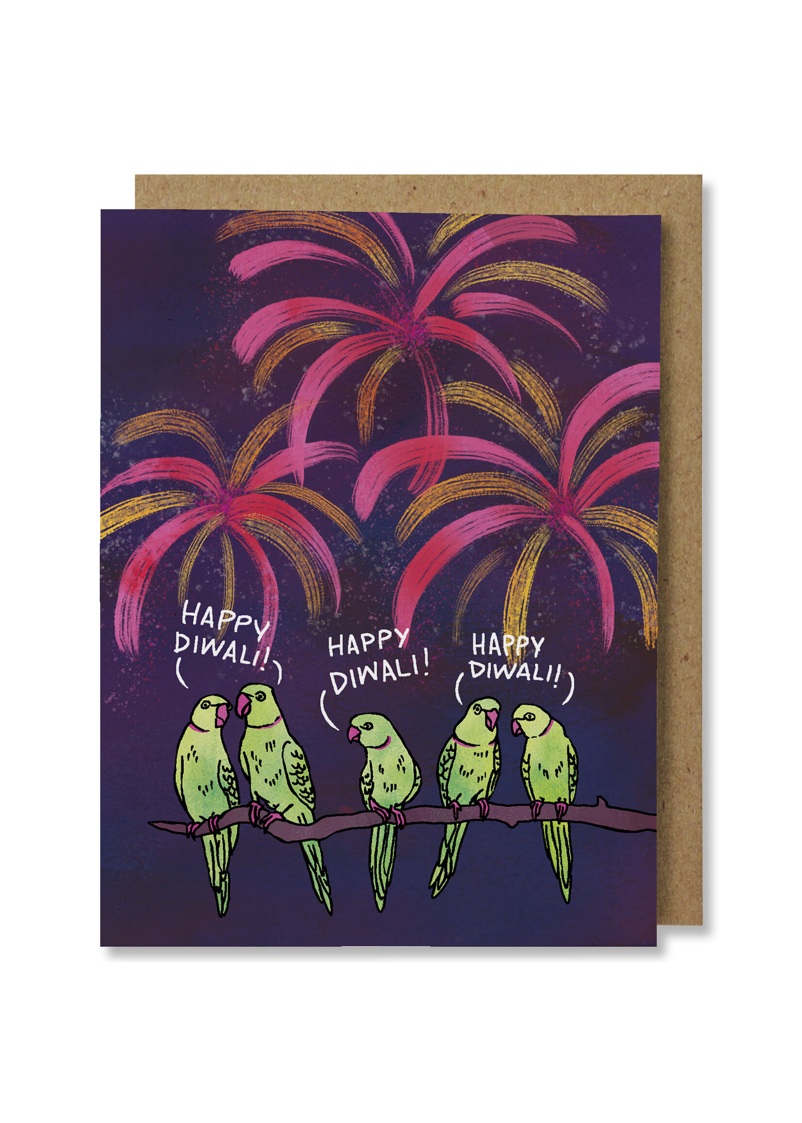 Krishna Chavda Diwali Parrots Card