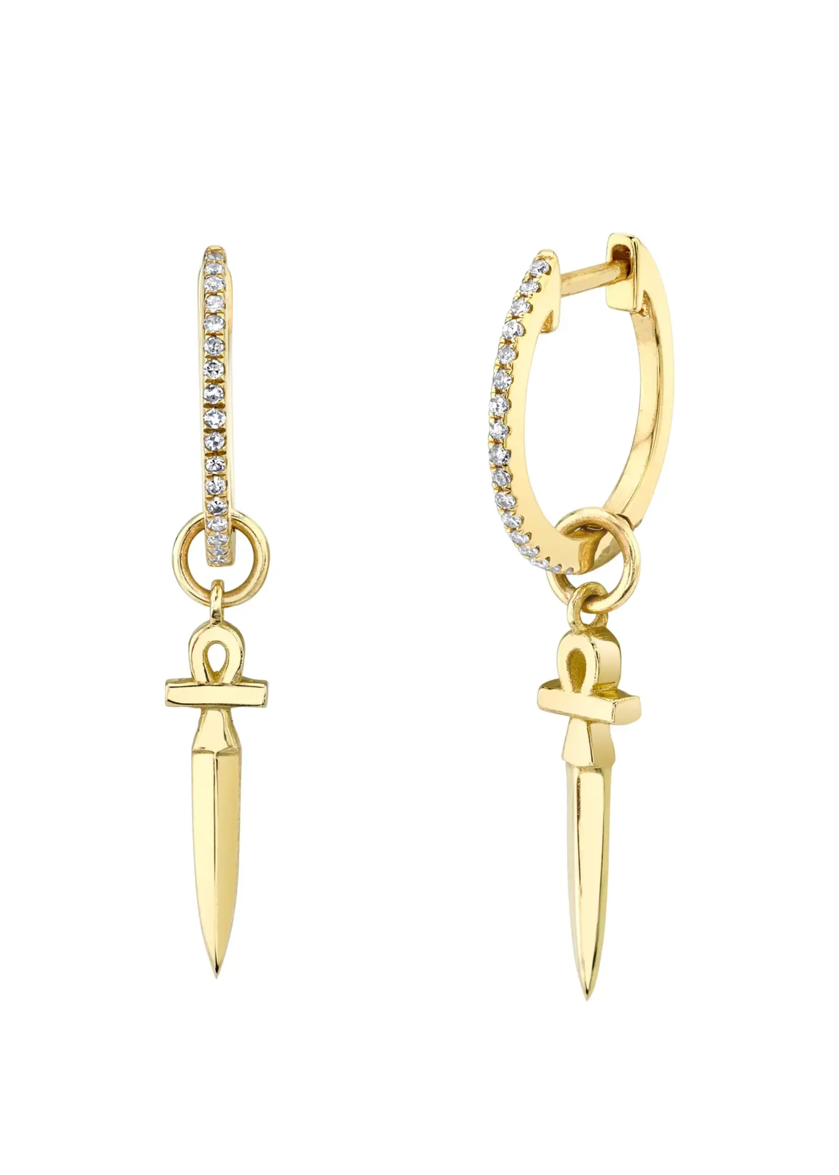 Carter Eve Jewelry Carter Eve Diamond Huggies w/ Ankh Dagger Charms