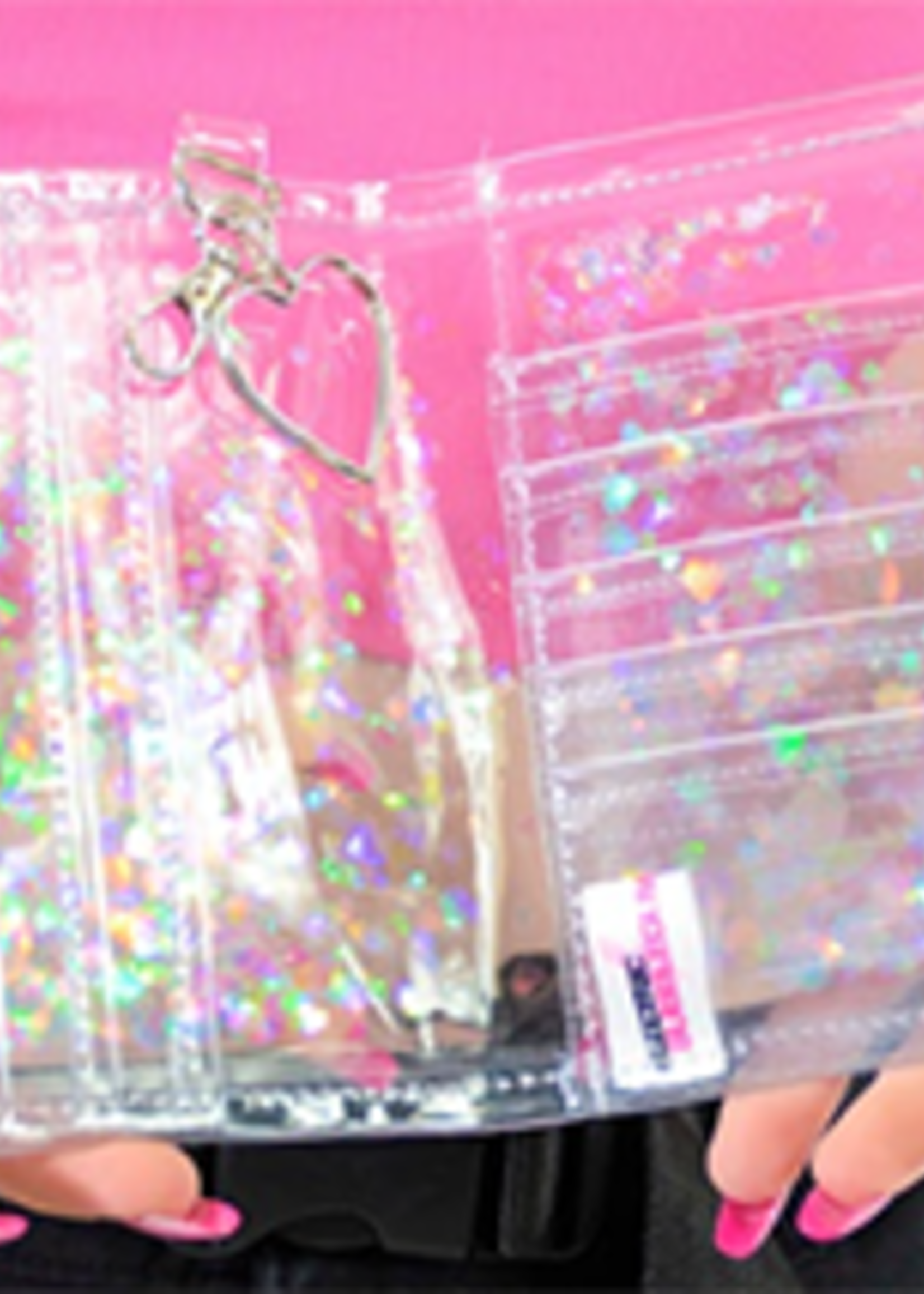 Mariah Hodges Liquid Glitter Mini Wallet Transparent Rainbow Hearts