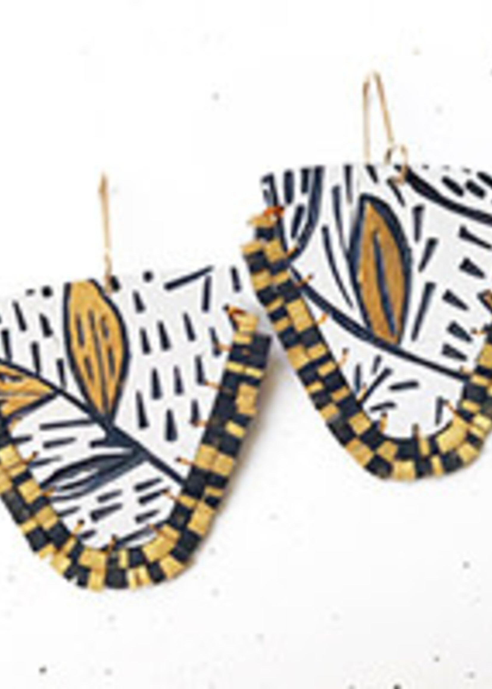 Cinthya Cuba de Zabal Nina Zabal Pavane carved and woven statement earrings
