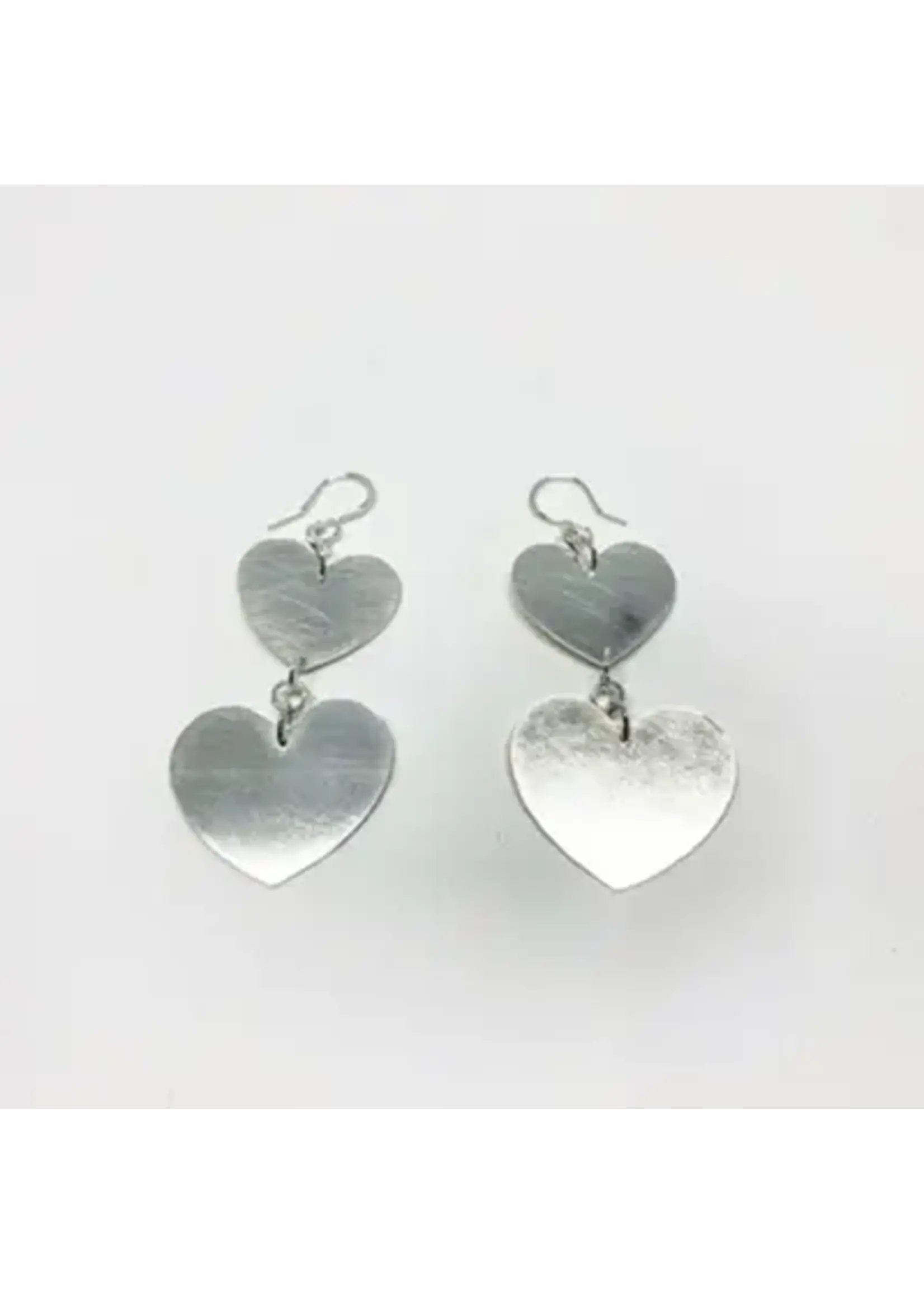 Jennifer Cervelli Jen Cerevlli Double Heart Silhouette Earrings, Silver