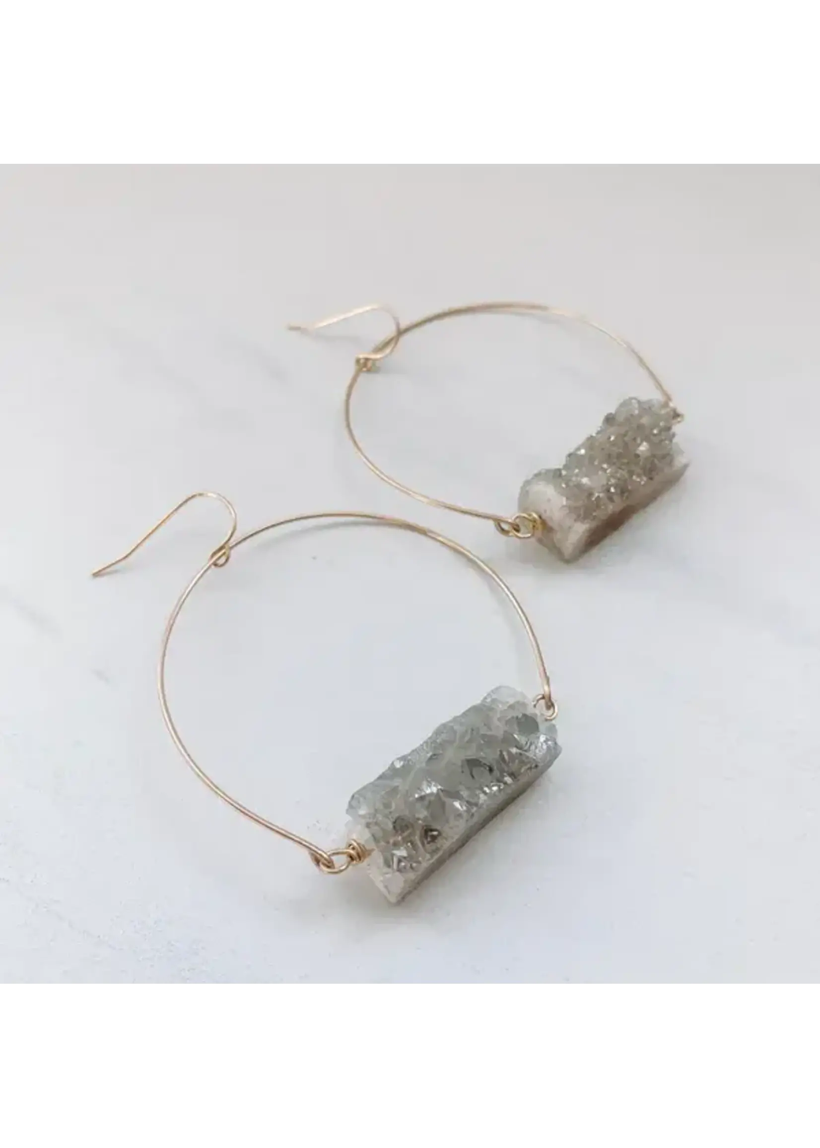 Mary Elizabeth Pulk M Liz - Druzy Wire Hoops - 14k Gold Filled