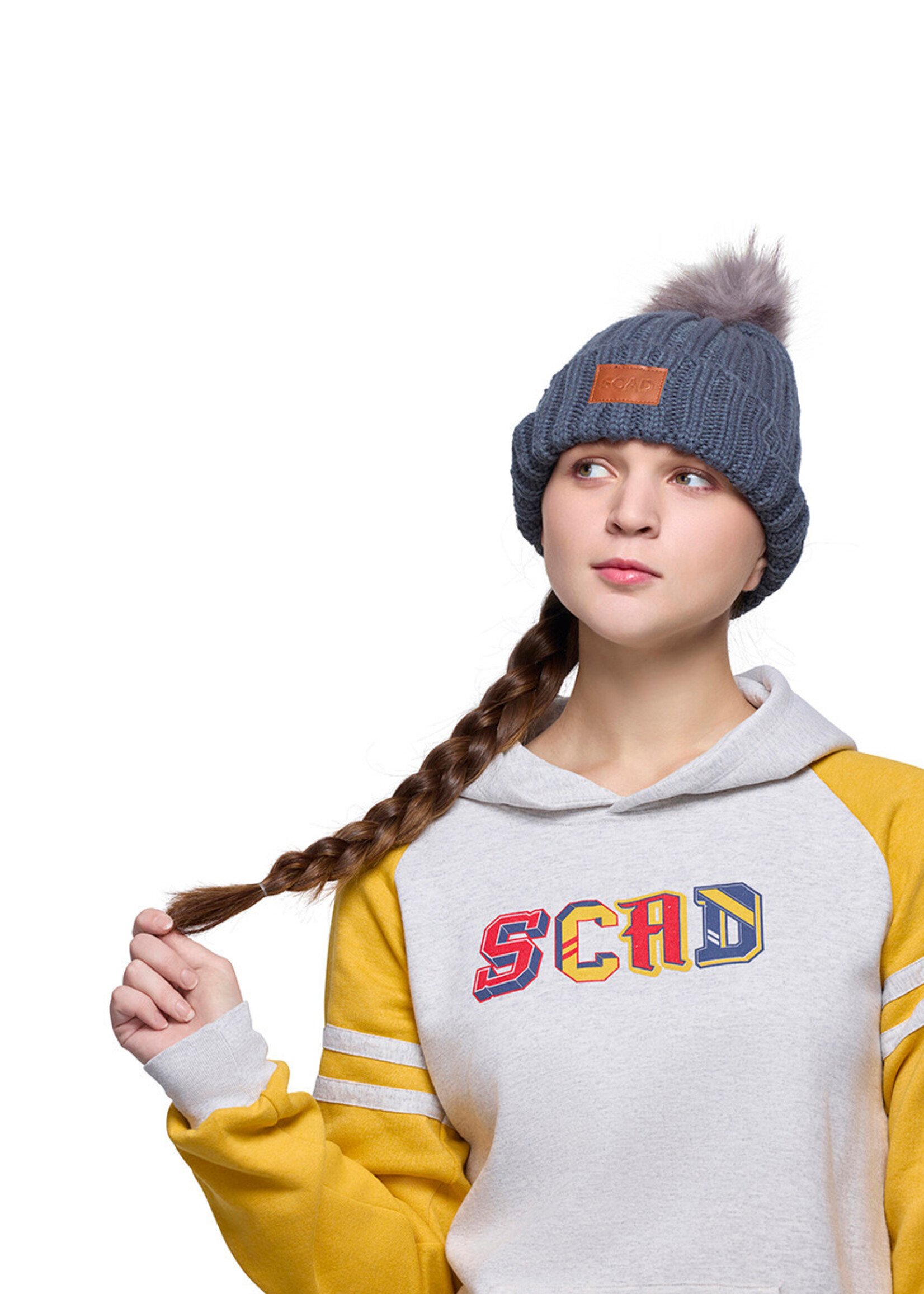 SCAD SCAD Knit Beanie with Pom Pom, Gray