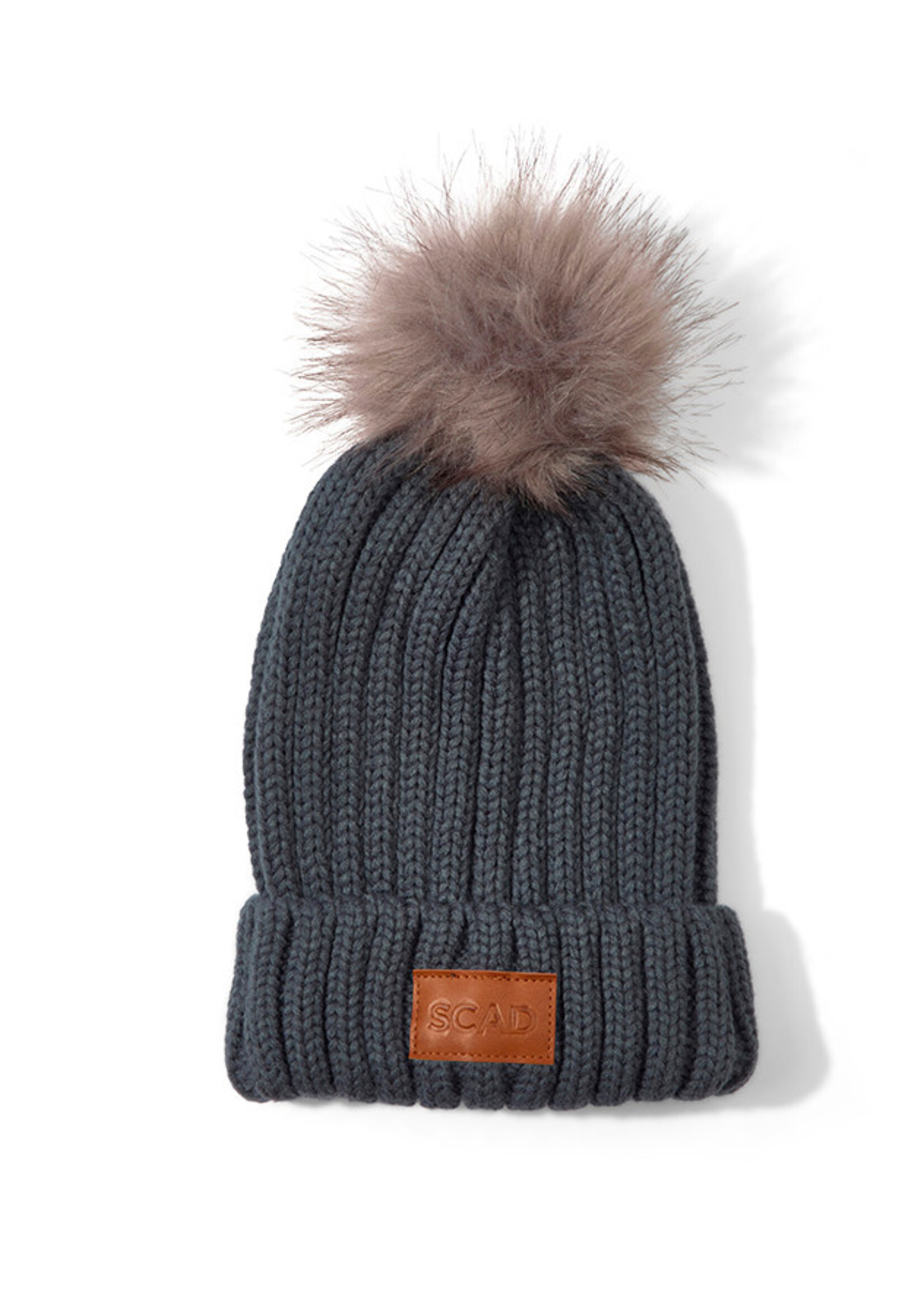 SCAD SCAD Knit Beanie with Pom Pom, Gray