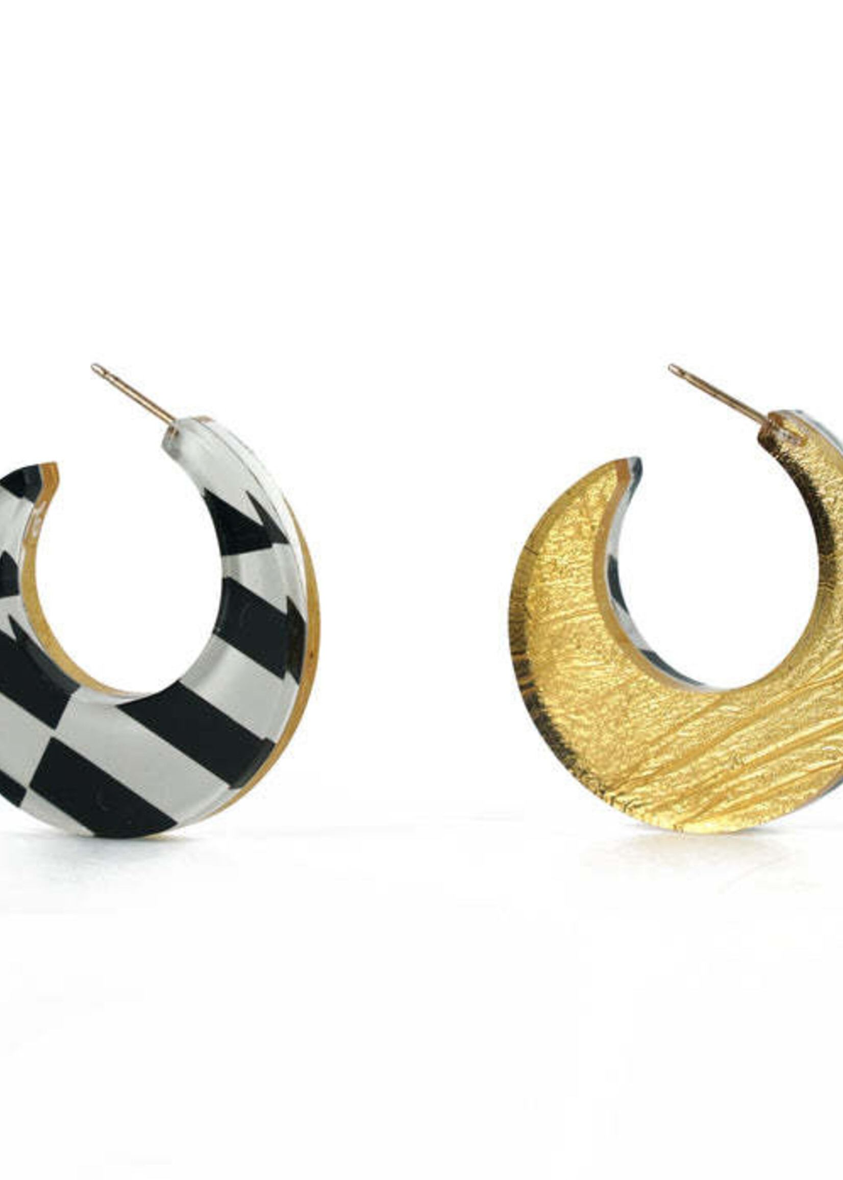 Op Art and Gold Reversible Round Hoops
