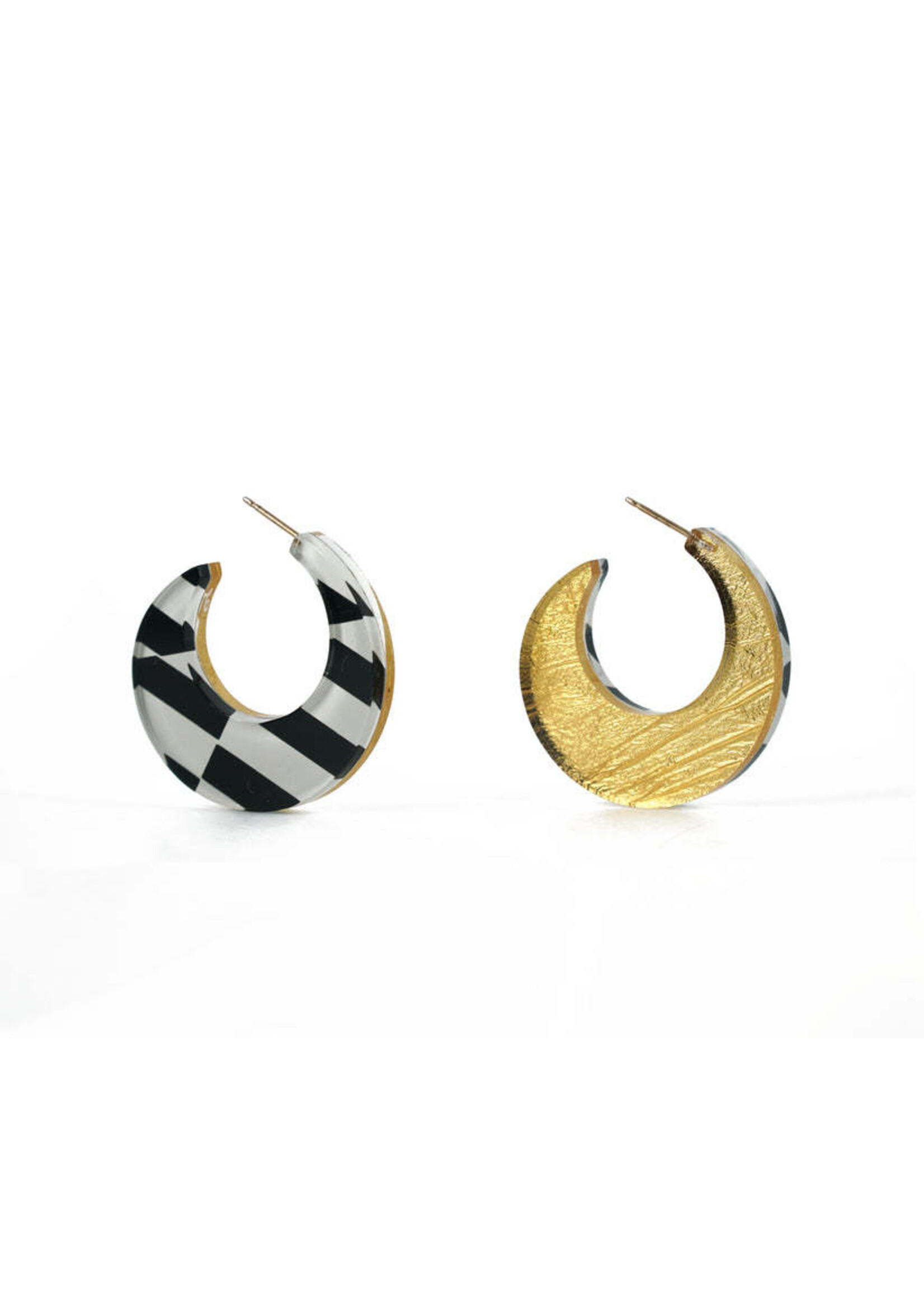 Op Art and Gold Reversible Round Hoops