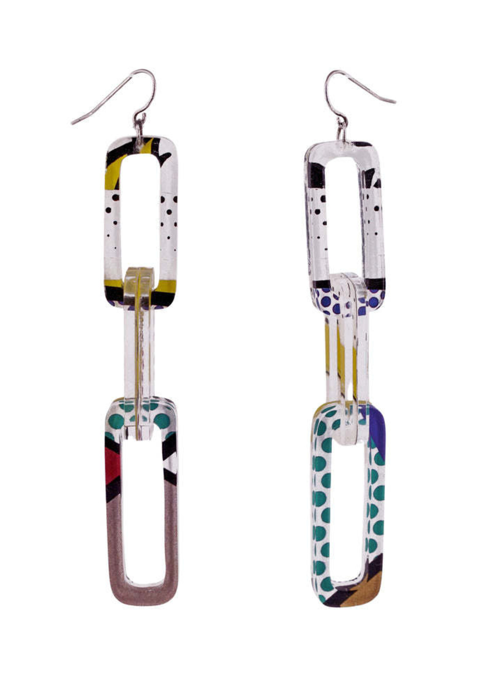 Pop Art Rectangle Chain Link Earrings