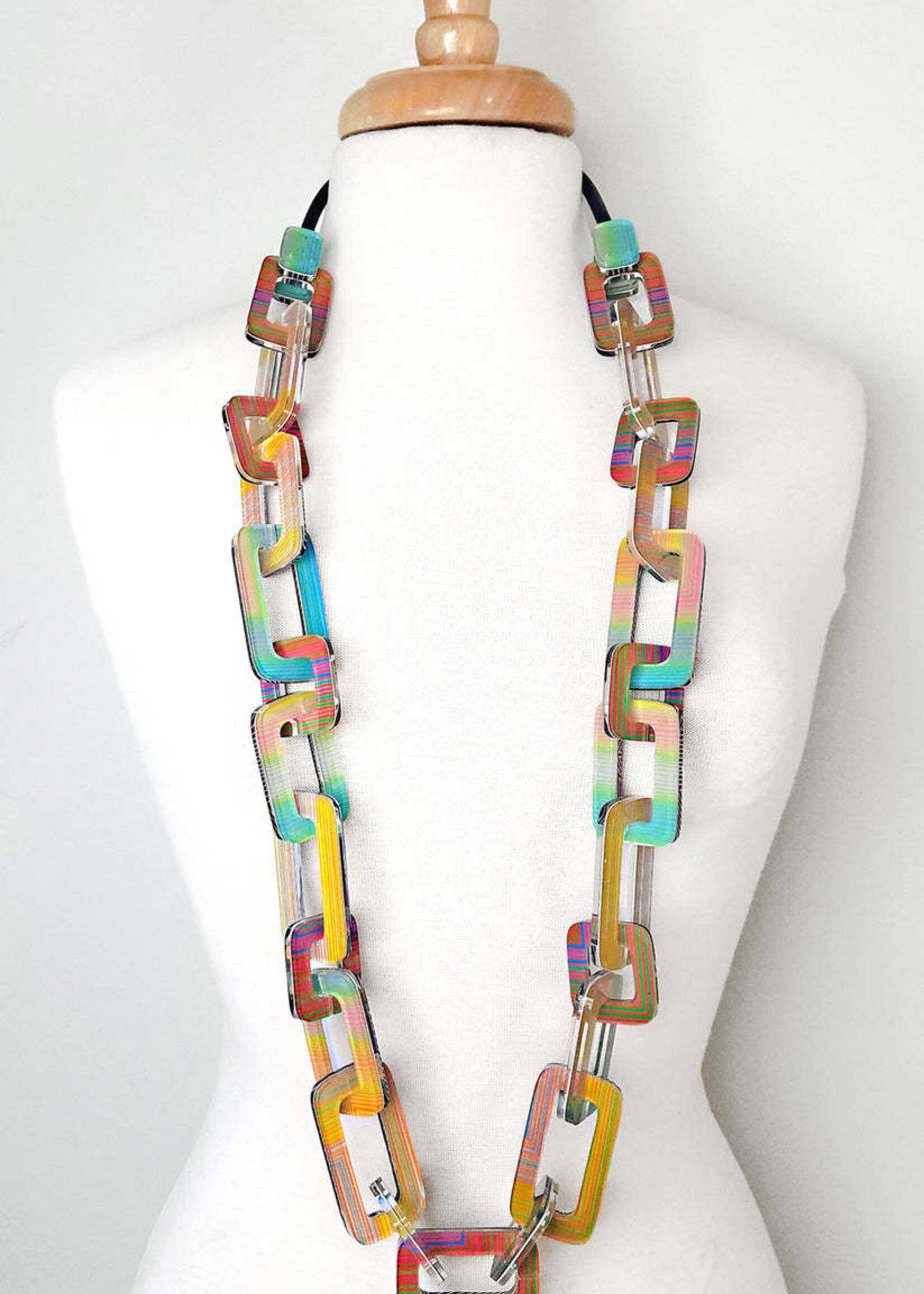 Reversible Square Link Double Chain Necklace