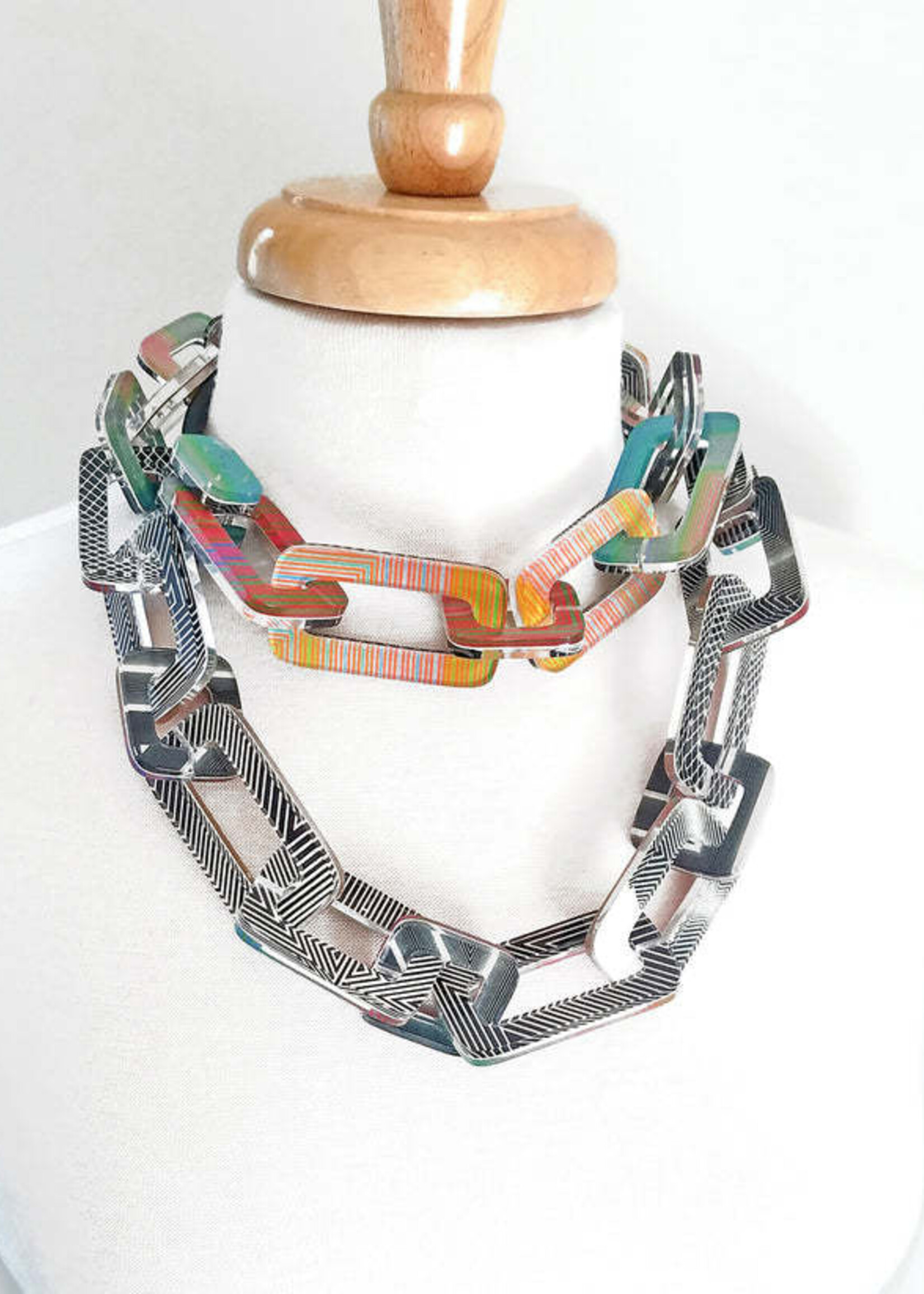 Reversible Square Link Double Chain Necklace