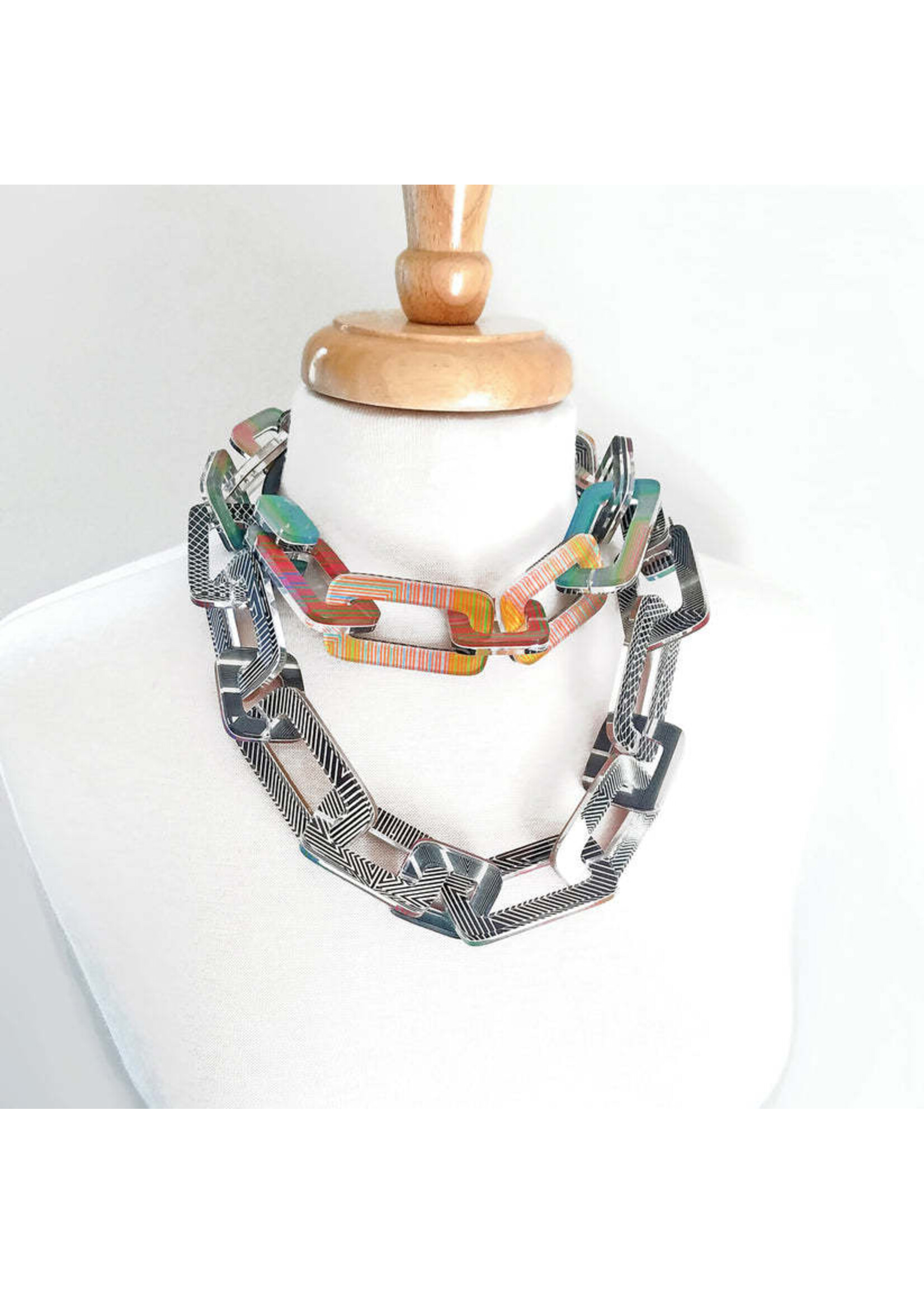 Reversible Square Link Double Chain Necklace