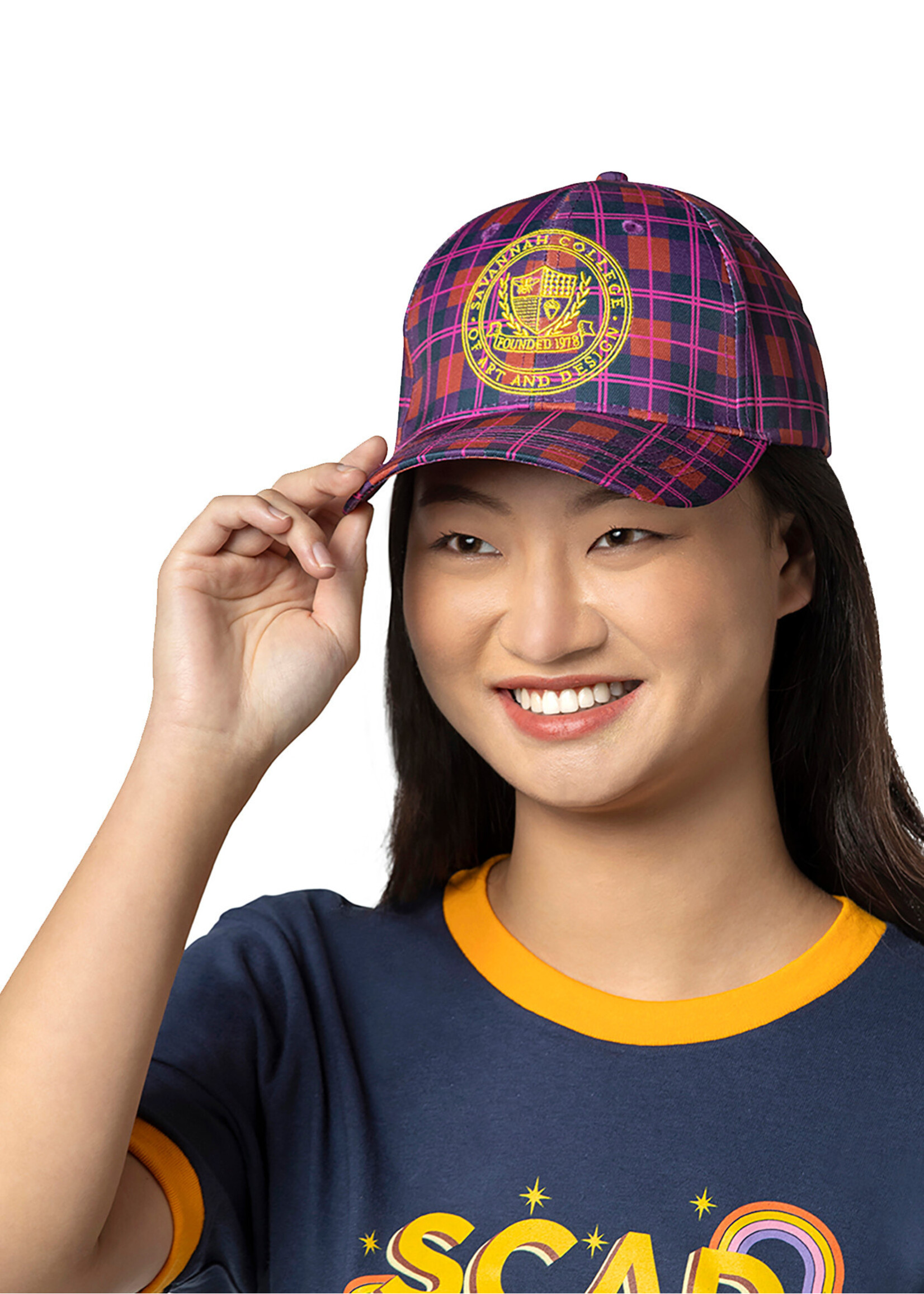 SCAD SCAD Crest Pink Plaid Cap