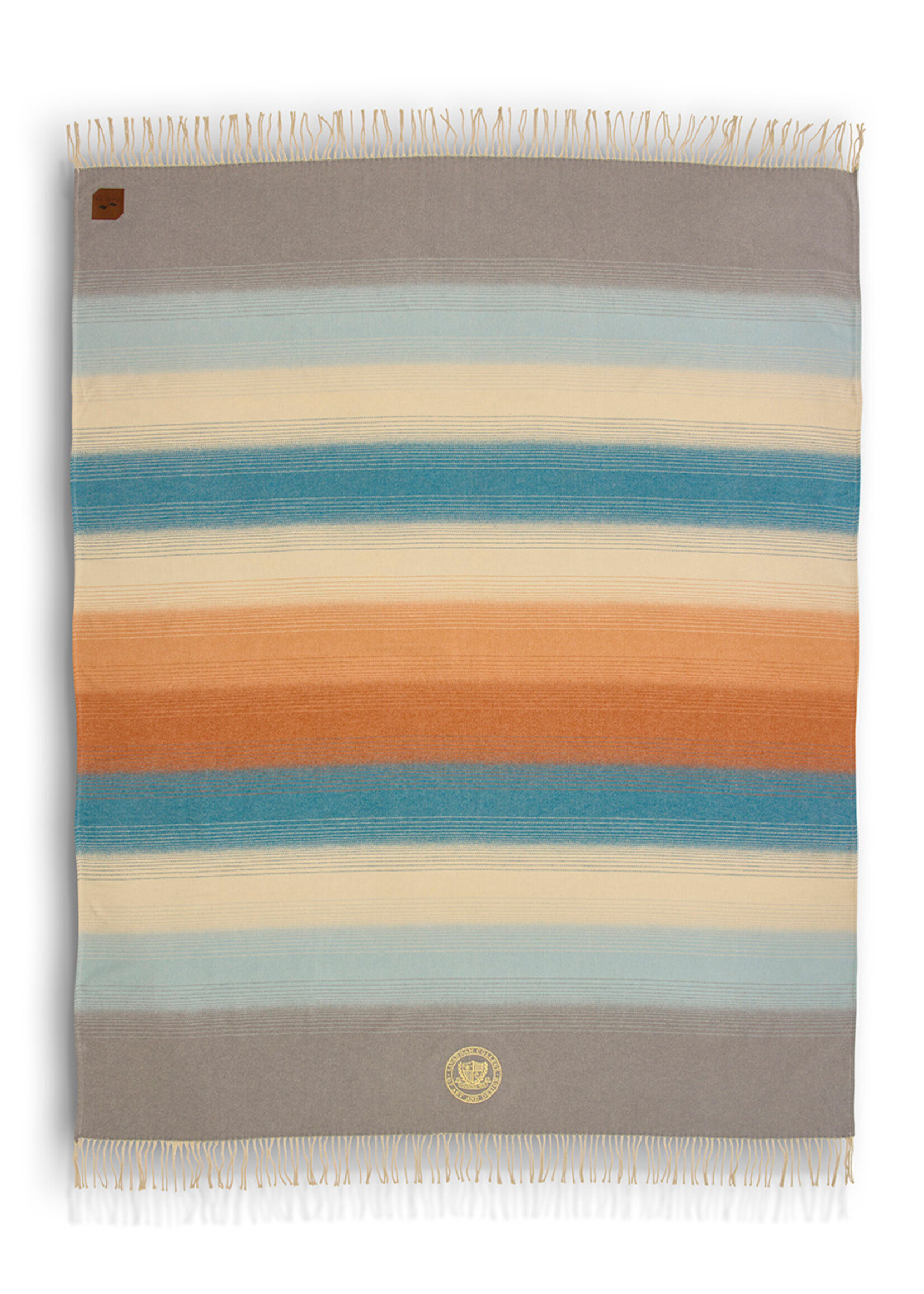 SCAD SCAD CrestGrey/Blue/Orange Brushed Cotton Throw Blanket