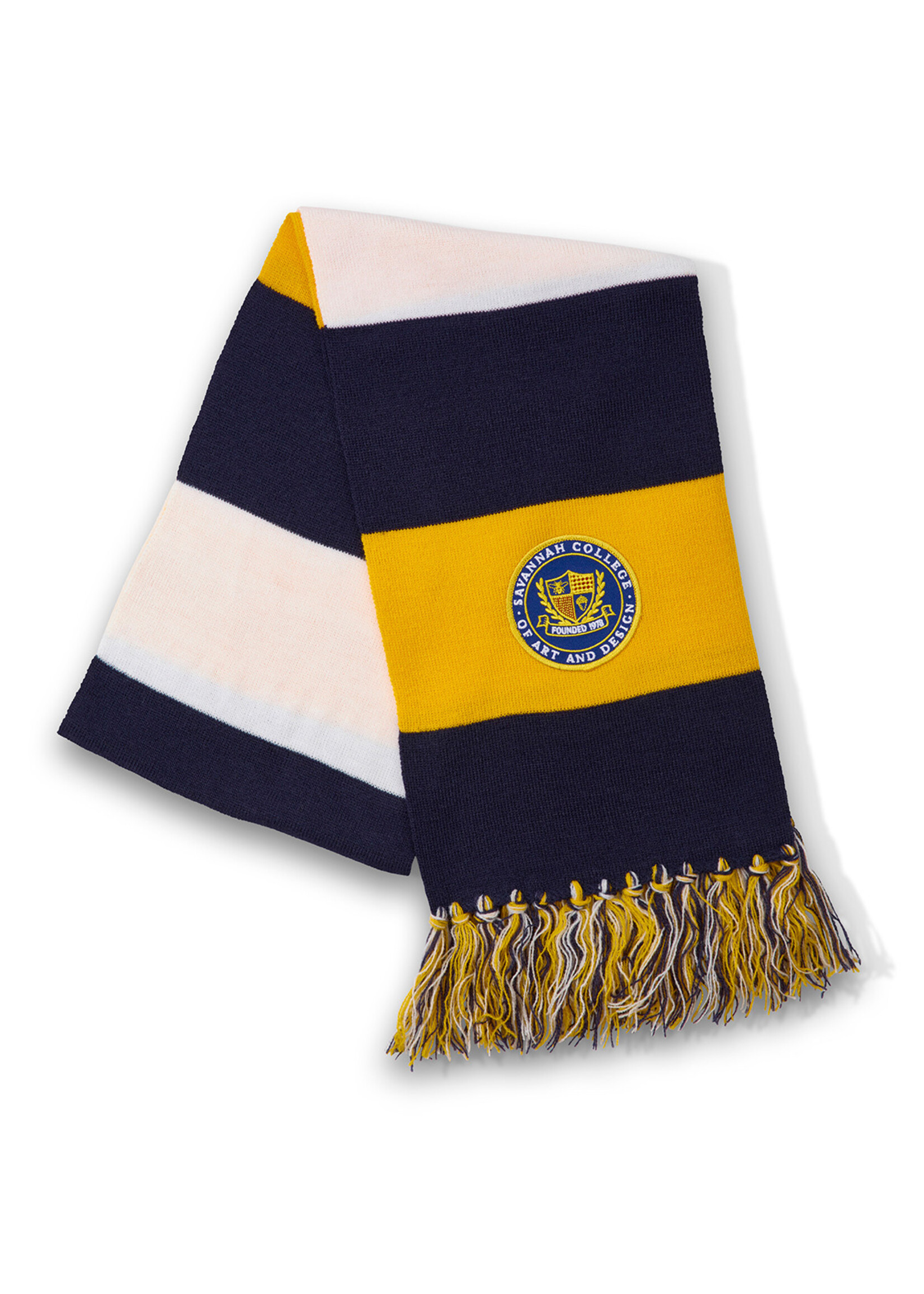SCAD SCAD Crest Knit Scarf Navy/Yellow/White