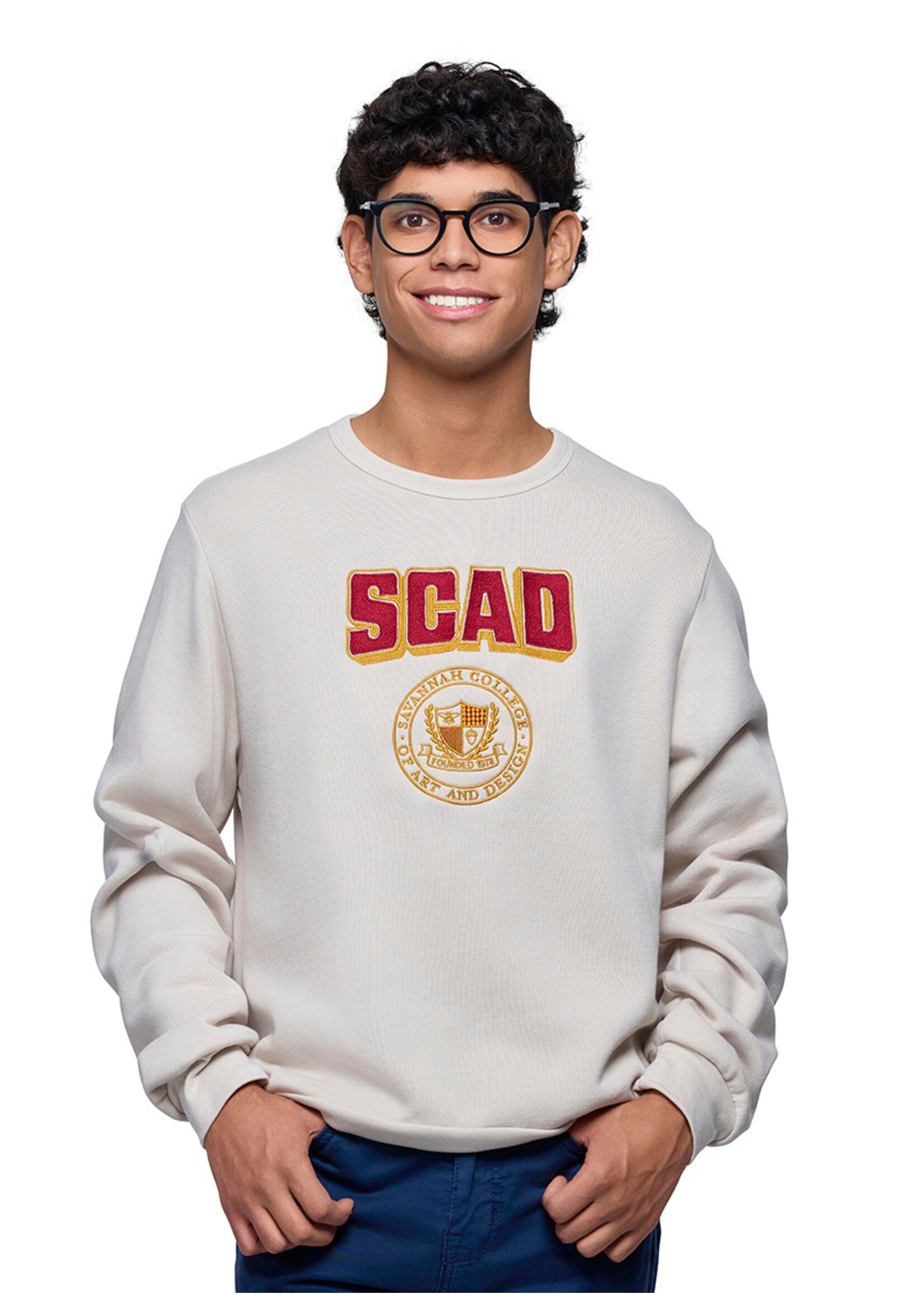 SCAD SCAD Crest Dribble Sweatshirt, Oatmeal