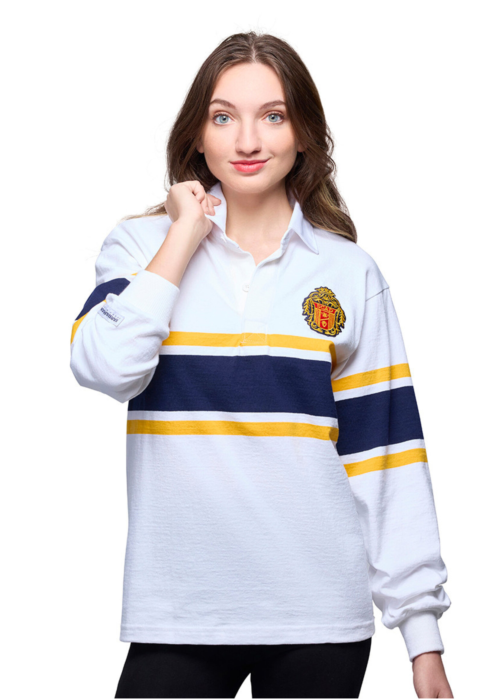 SCAD SCAD Crown Rugby Polo White/Navy/Yellow