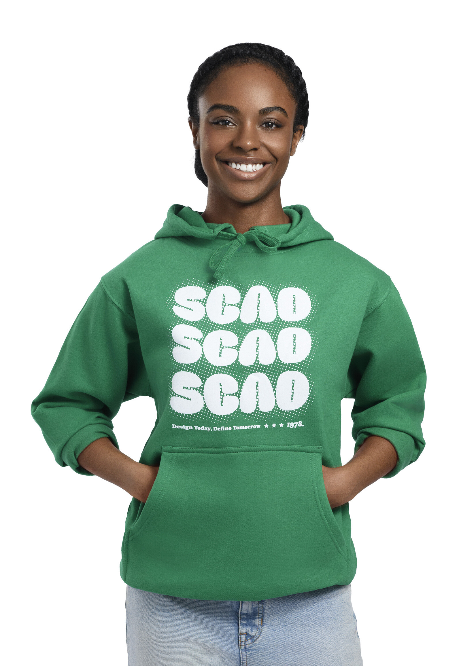 SCAD Triple SCAD Hoodie Adult Pullover Sweatshirt Kelly Green