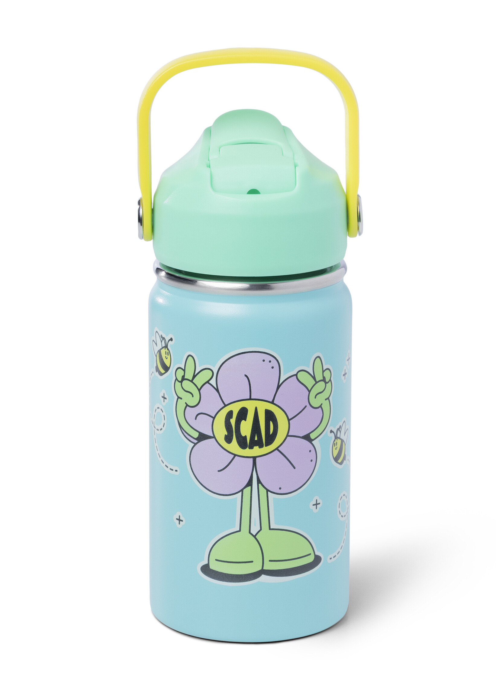 SCAD SCAD Flower Power Teal Kids Water Bottle