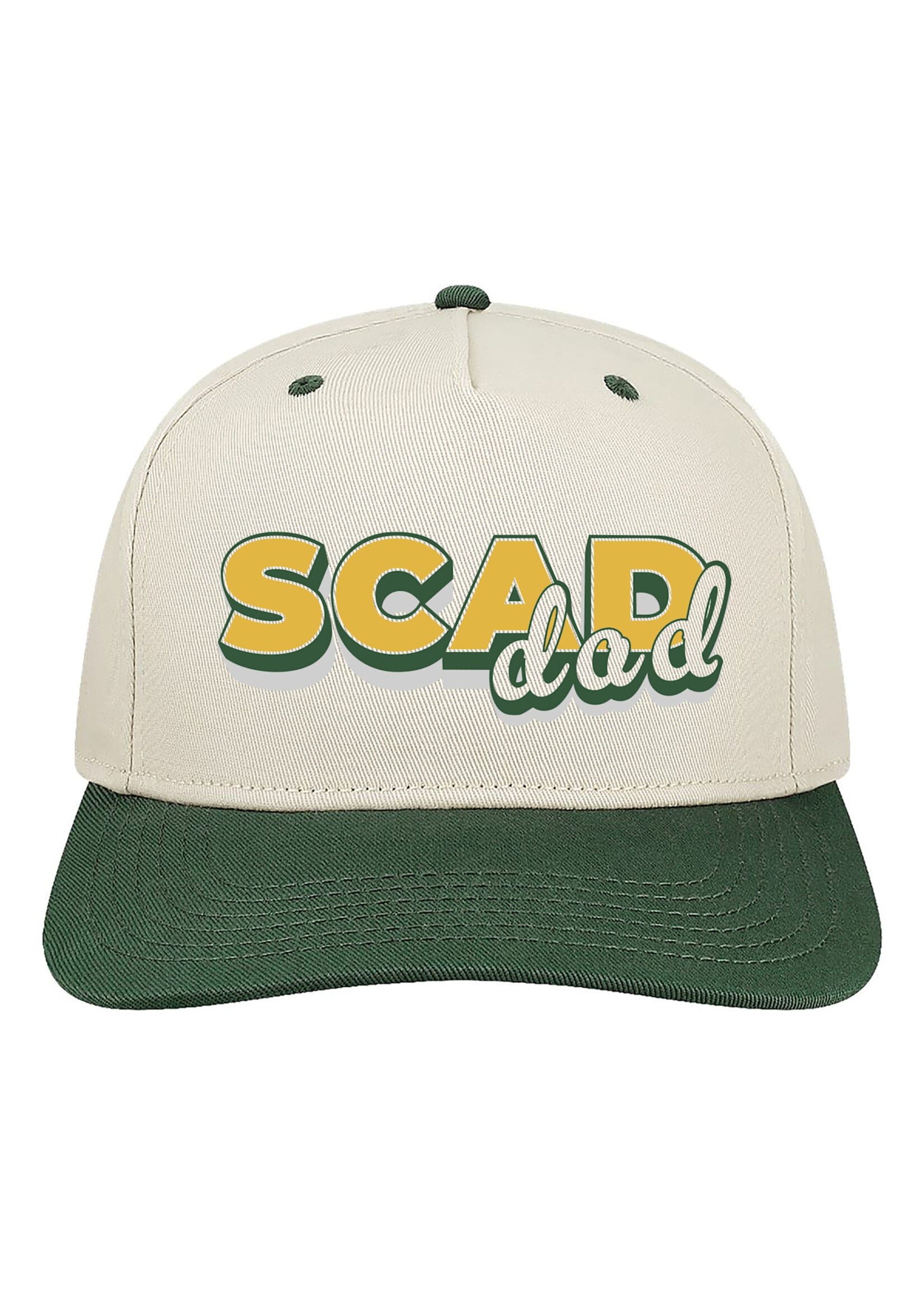 SCAD Dad Script, Forest Green and Cream Twill Cap - One Size