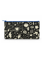 SCAD Doodle Sketch, Black/White Vegan Leather Pouch - 11" W x 5.75" H