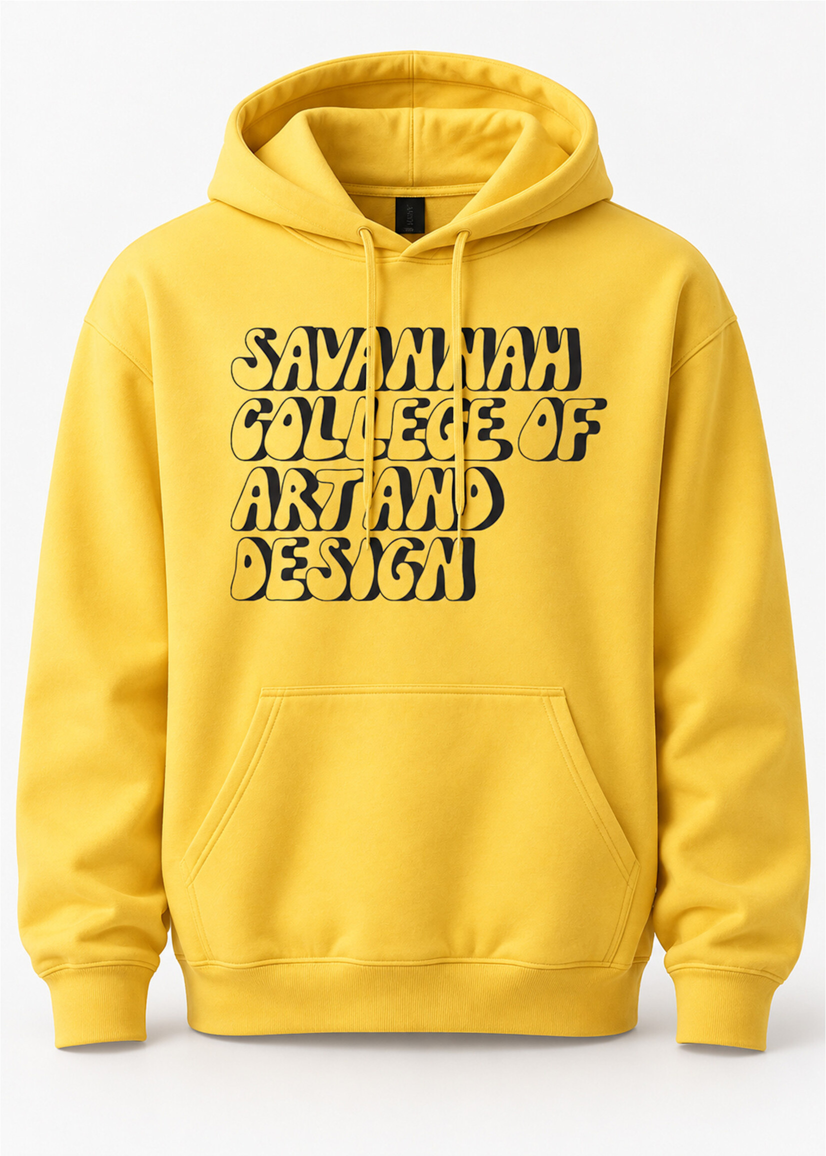 SCAD Grunge Block, Hoodie Adult Pullover Sweatshirt, Yellow