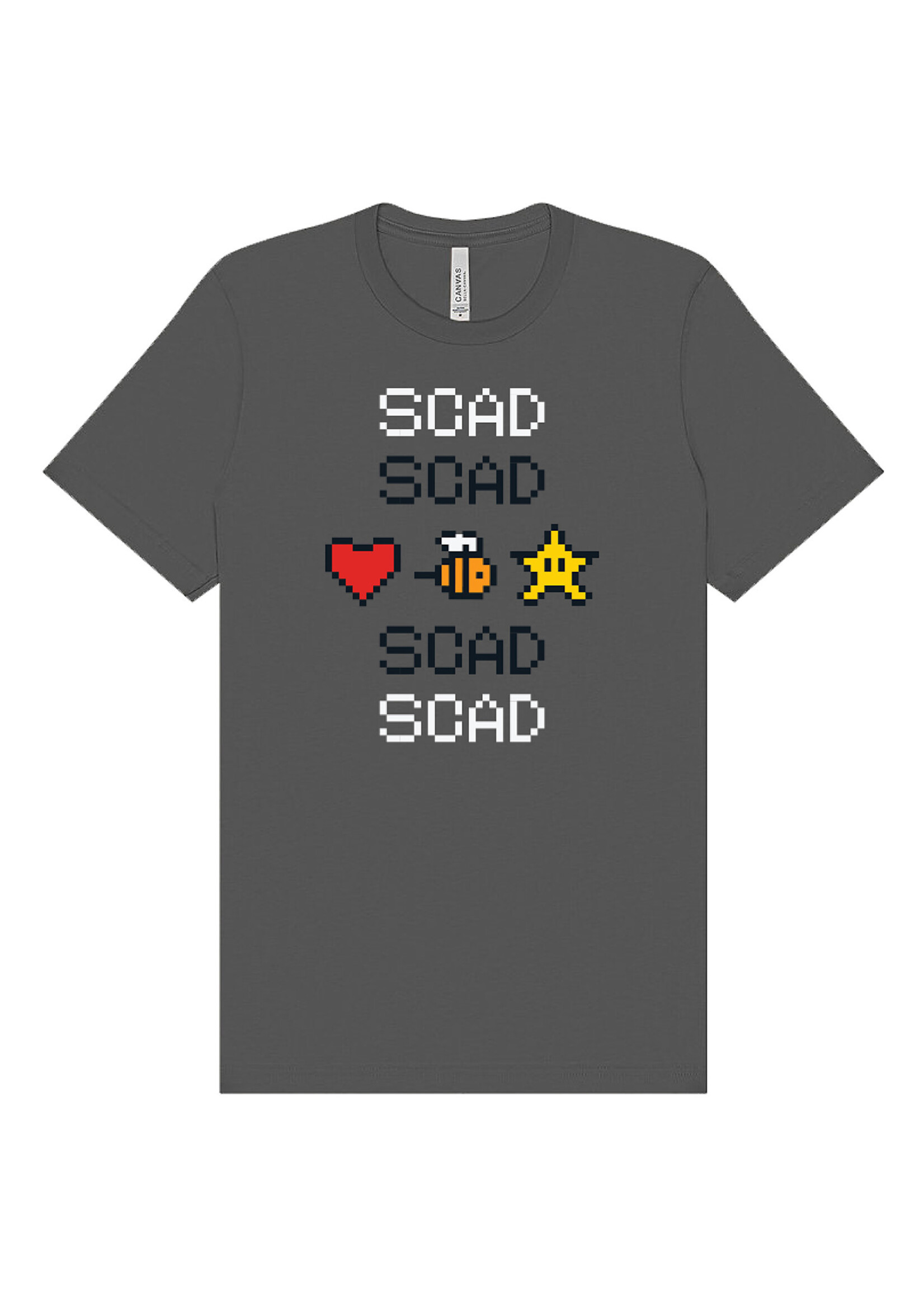 SCAD 8-Bit Icons, Adult Unisex T-Shirt – Asphalt