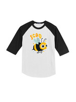 SCAD Sweet Bee, Youth 3/4 Sleeve Baseball Tee White /Black
