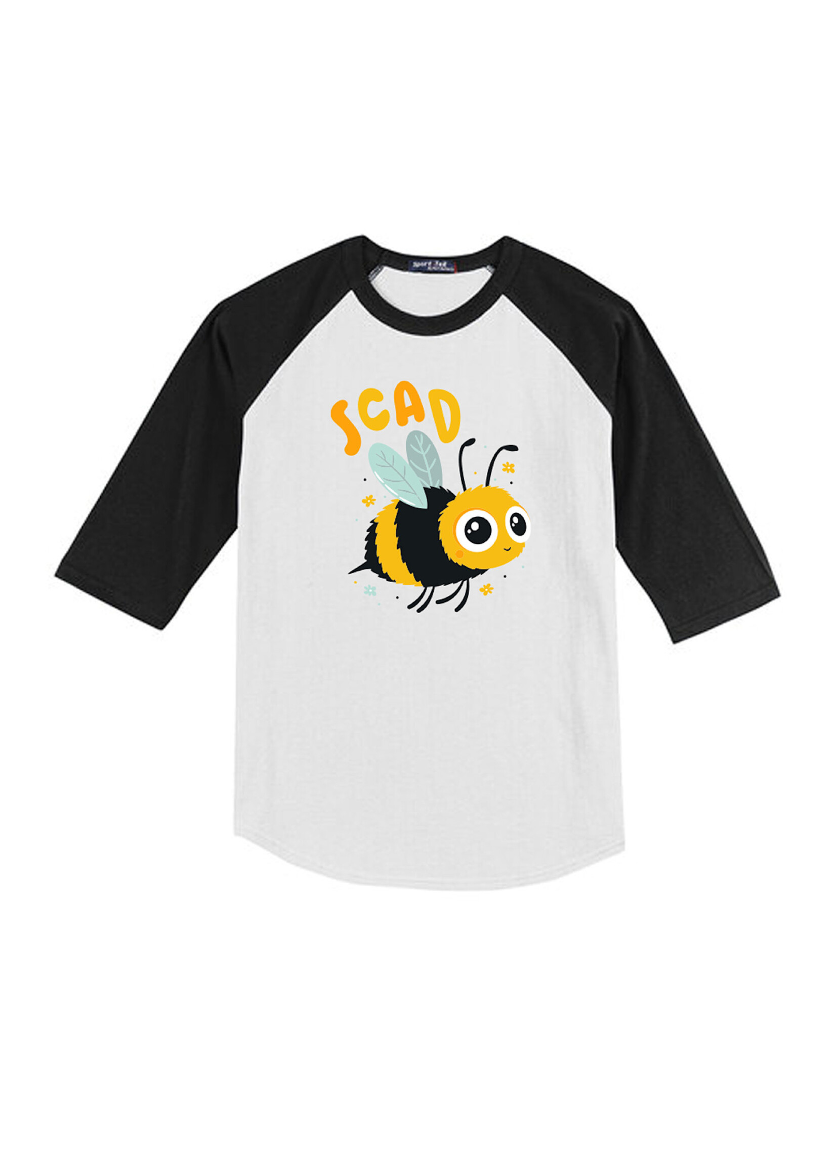 SCAD Sweet Bee, Youth 3/4 Sleeve Baseball Tee White /Black