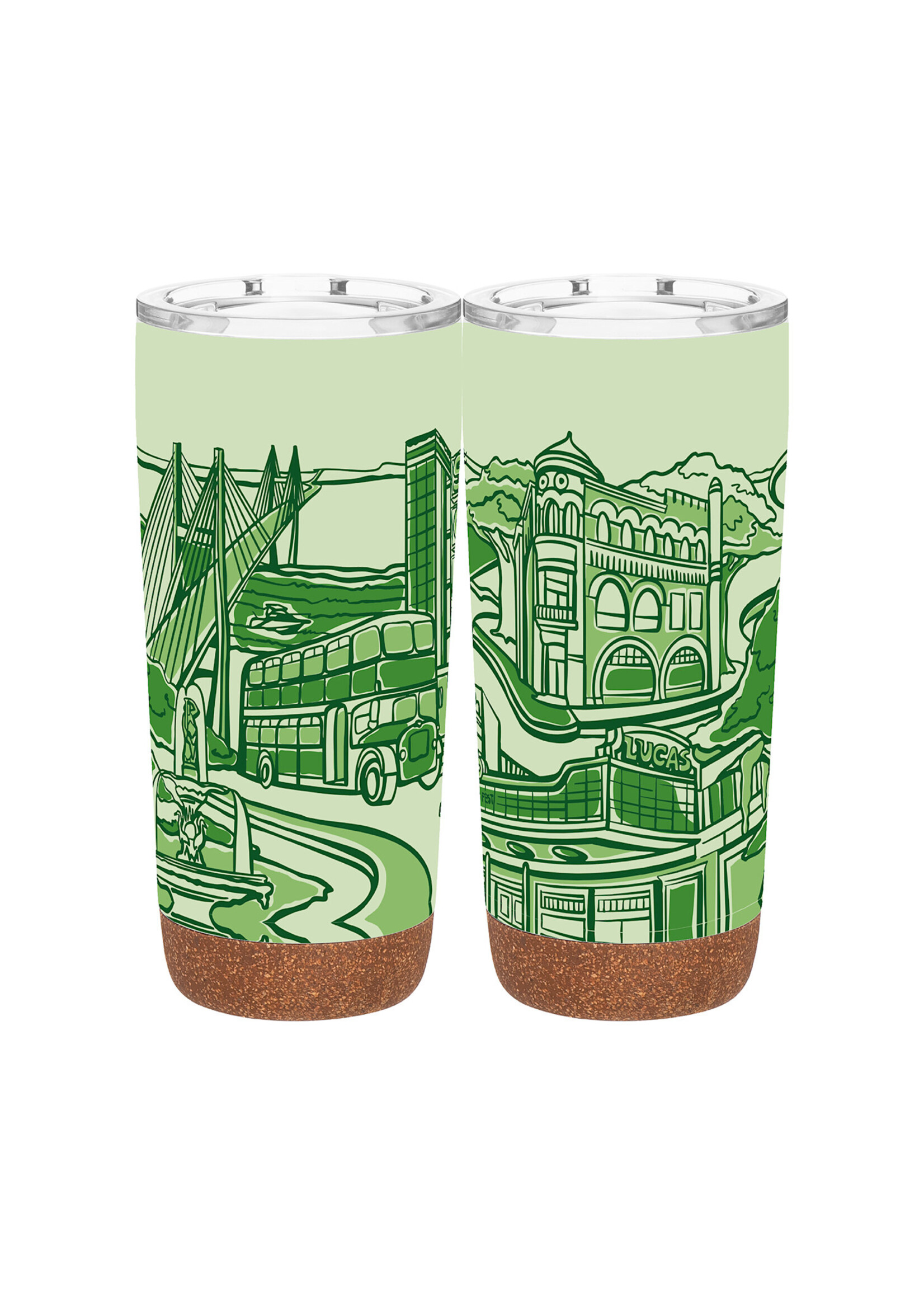 SCAD Savannah, Green 20 oz Stainless Steel/Cork Tumbler