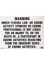 Equine Activity Liability FL Sign, Large Plastic 18x24