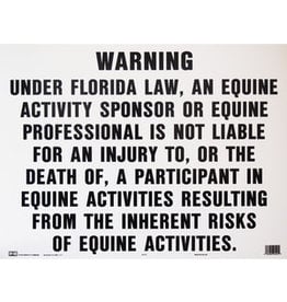 Equine Activity Liability FL Sign, Large Plastic 18x24